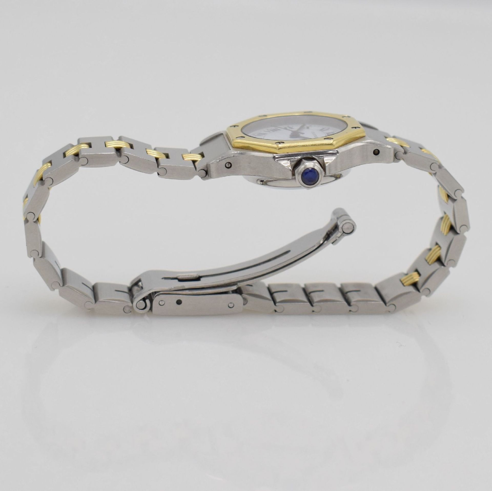 CARTIER Santos Damenarmbanduhr in Edelstahl & GG 750/000, Schweiz um 1990, Automatik, Stülpgeh., - Bild 8 aus 9