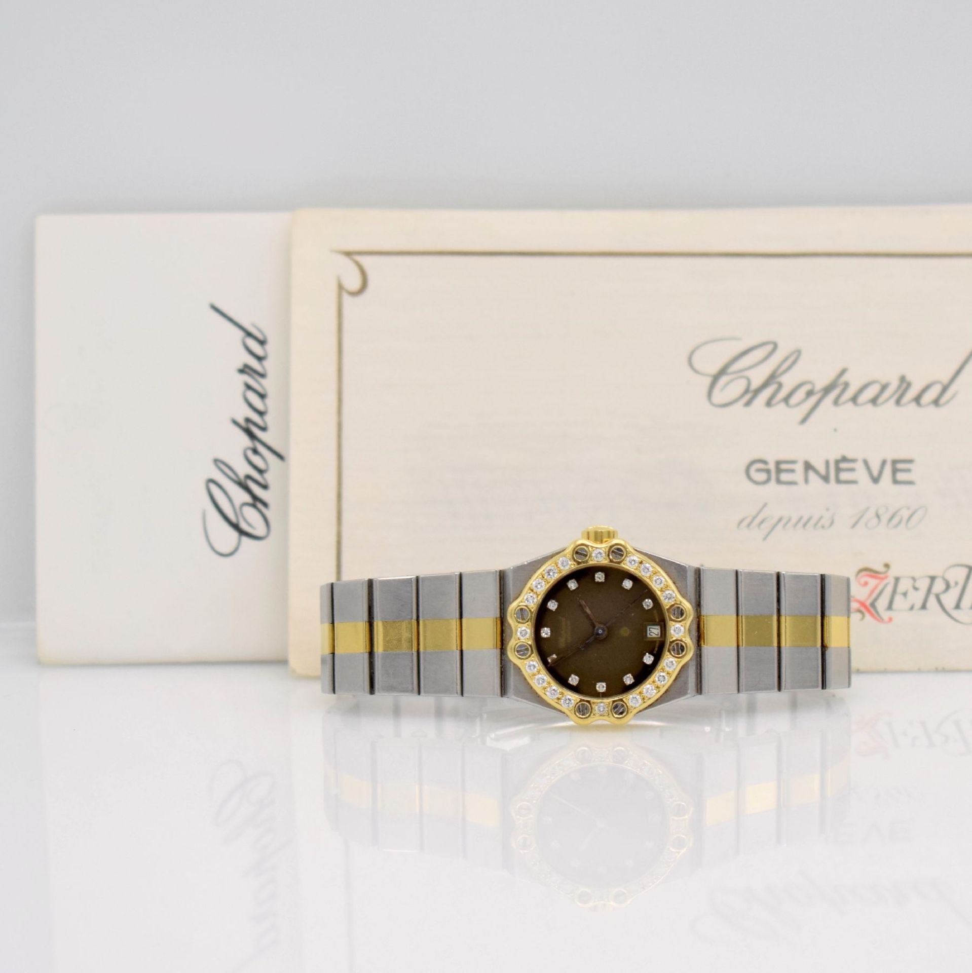 CHOPARD St. Moritz Damenarmbanduhr, Schweiz um 1995, quarz, Ref. 8024, Edelstahl/Gold komb. inkl. - Bild 8 aus 9