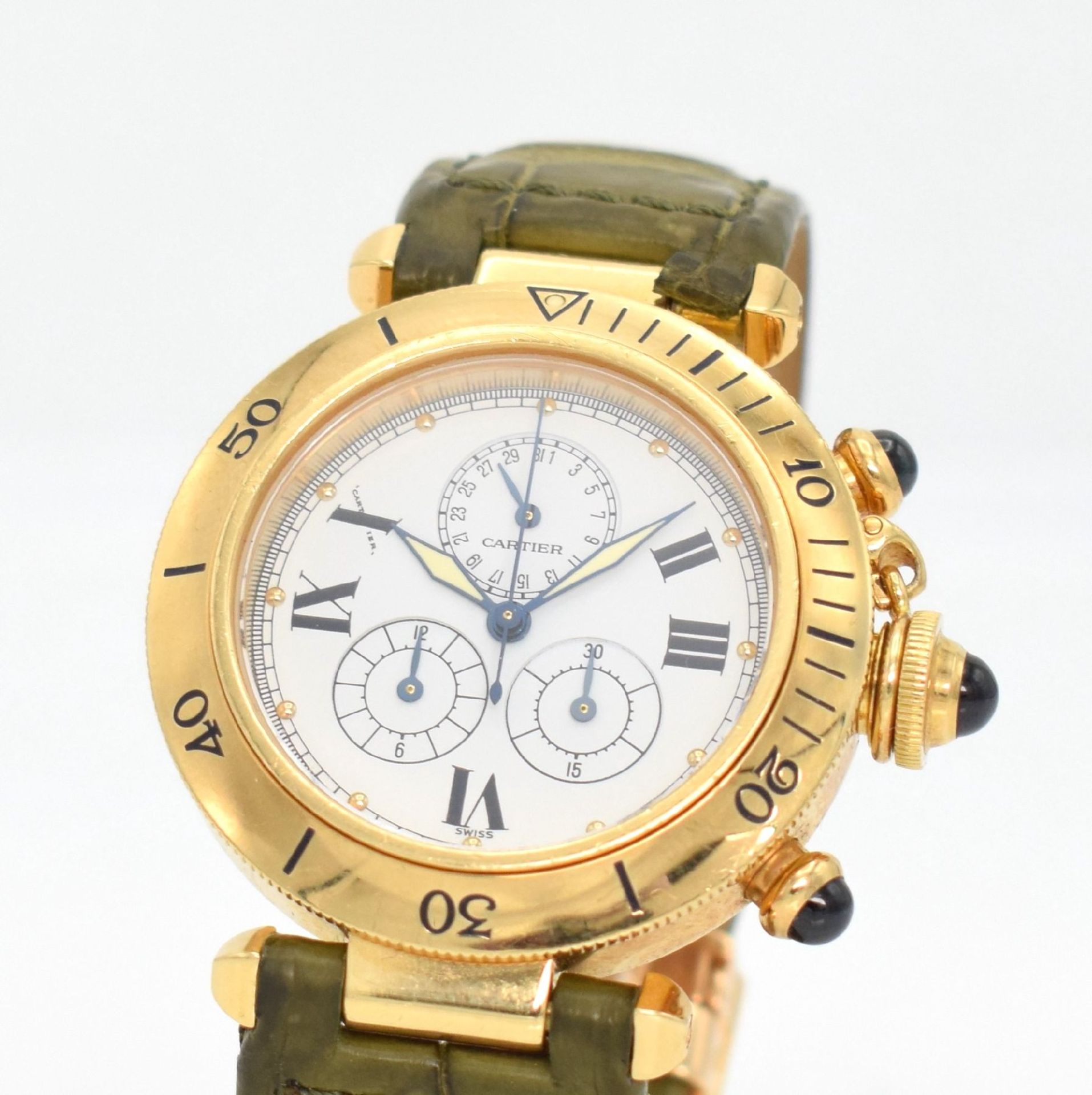 CARTIER Armbandchronograph Serie Pasha in GG 750/000, Schweiz um 2000, Ref. 1353.1, quarz, - Bild 4 aus 9