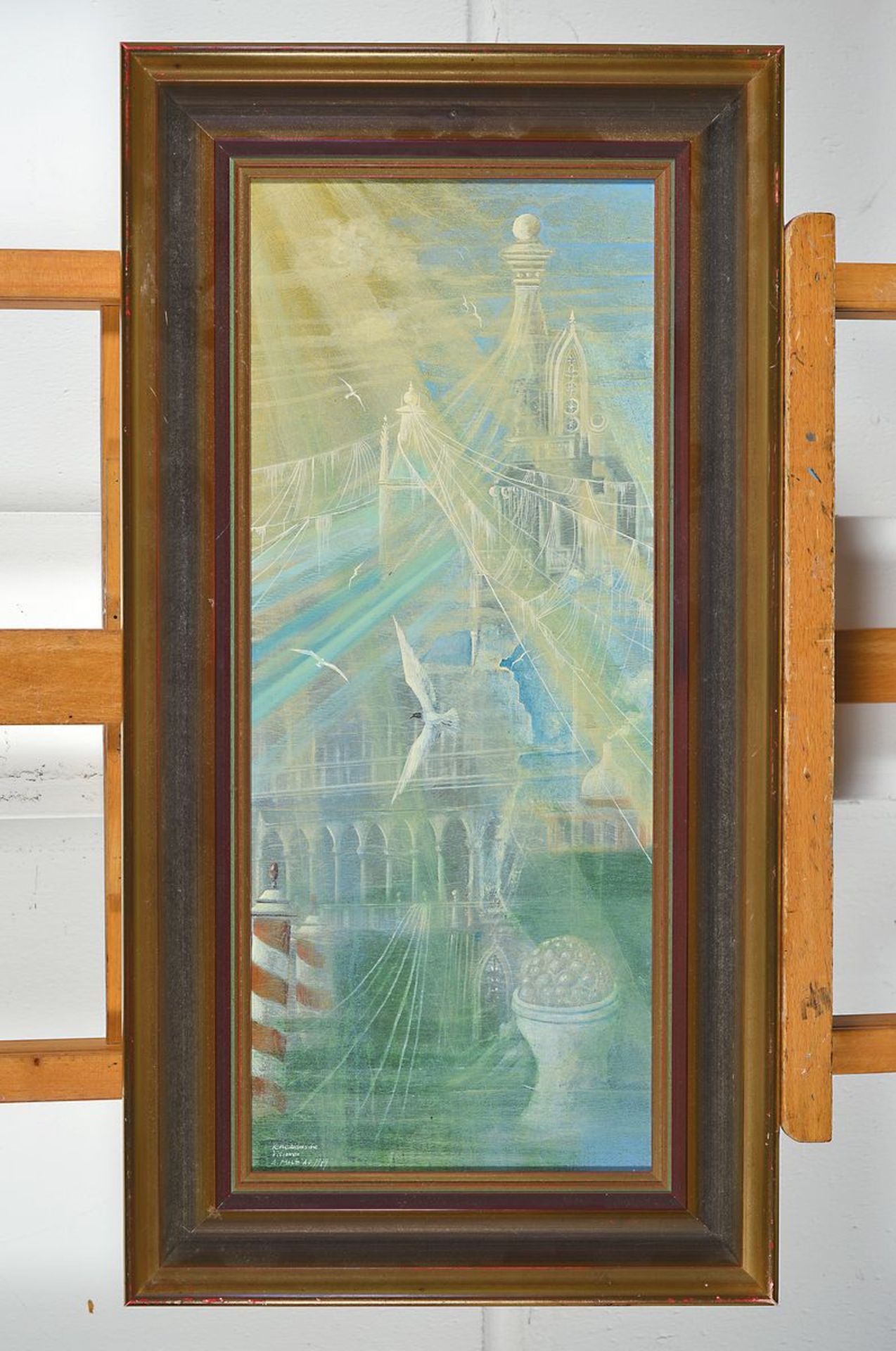 Werner Holz, 1948 Grünstadt-1991 Ludwigshafen, Venezianische Visionen, Öl/Spanplatte, links unten - Bild 4 aus 4