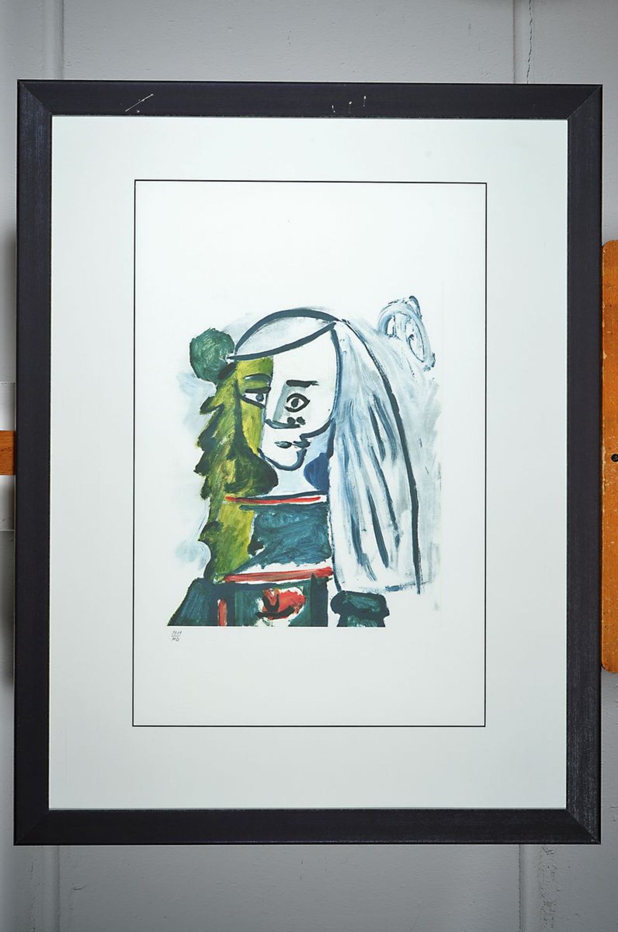 Pablo Picasso, 1881-1973, Porträt, Kunstdruck auf Bütten nach einem Gemälde, Prägestempel, limit. - Bild 2 aus 2