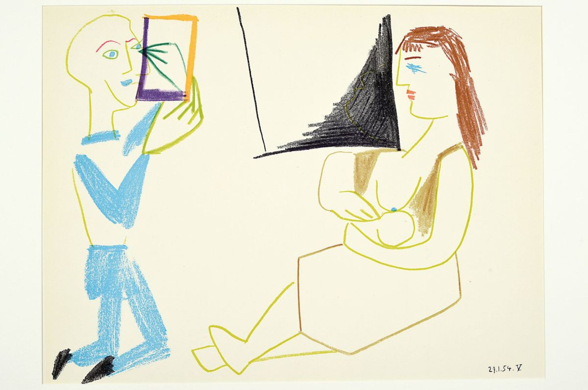 Pablo Picasso, 1881-1973, Titel: Figures. Farblithografie, Drucker Verlag: Mourlot, Paris 1954, - Bild 2 aus 2