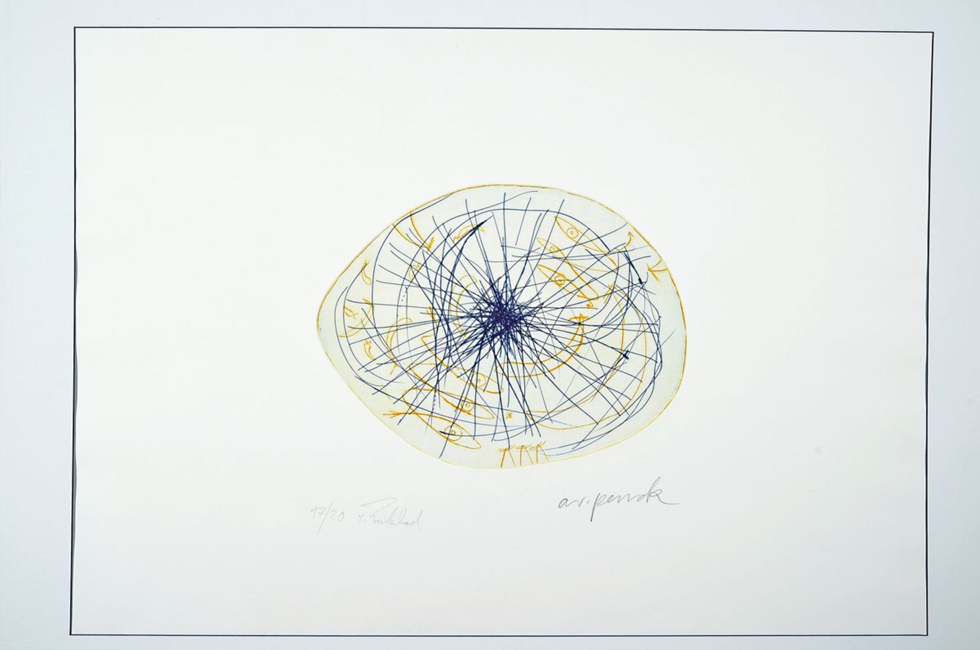 A.R. Penck, 1939 - 2016, Farbradierung, aus dem Projekt Centro Spirituale, Himmlischer Stürzer, - Bild 3 aus 3