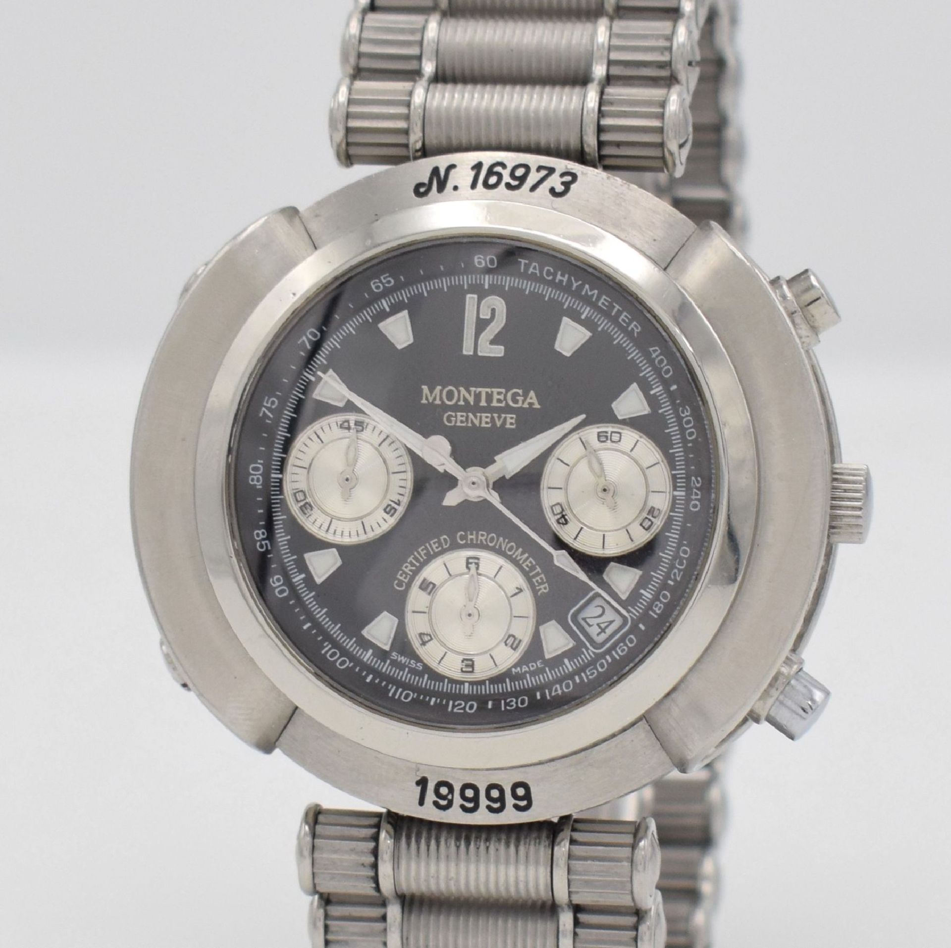 MONTEGA limitierter Armbandchronograph, Schweiz um 1999, Automatik, Ref. MC01, auf 19999 limitiertes - Bild 4 aus 6