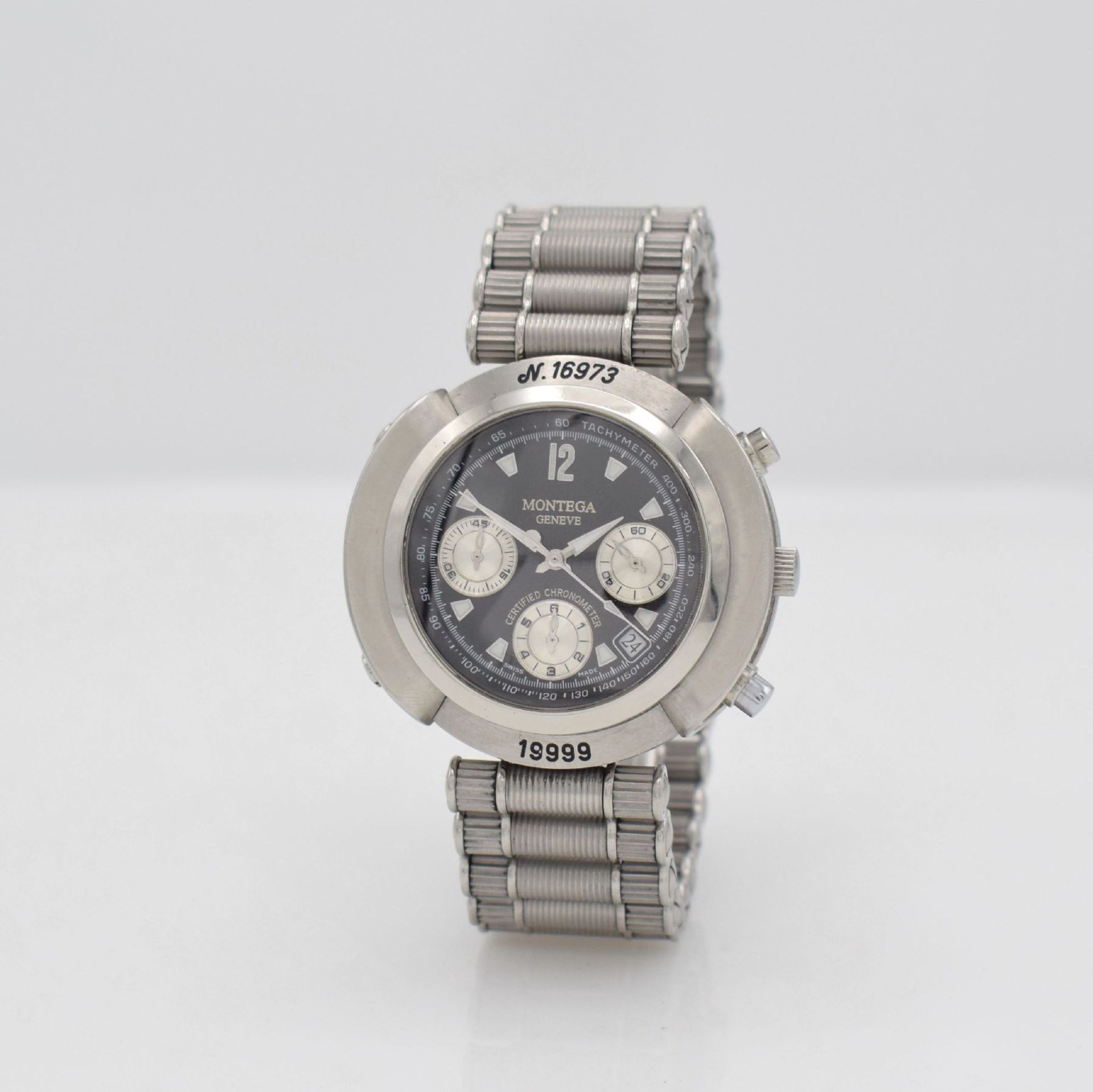 MONTEGA limitierter Armbandchronograph, Schweiz um 1999, Automatik, Ref. MC01, auf 19999 limitiertes - Bild 3 aus 6