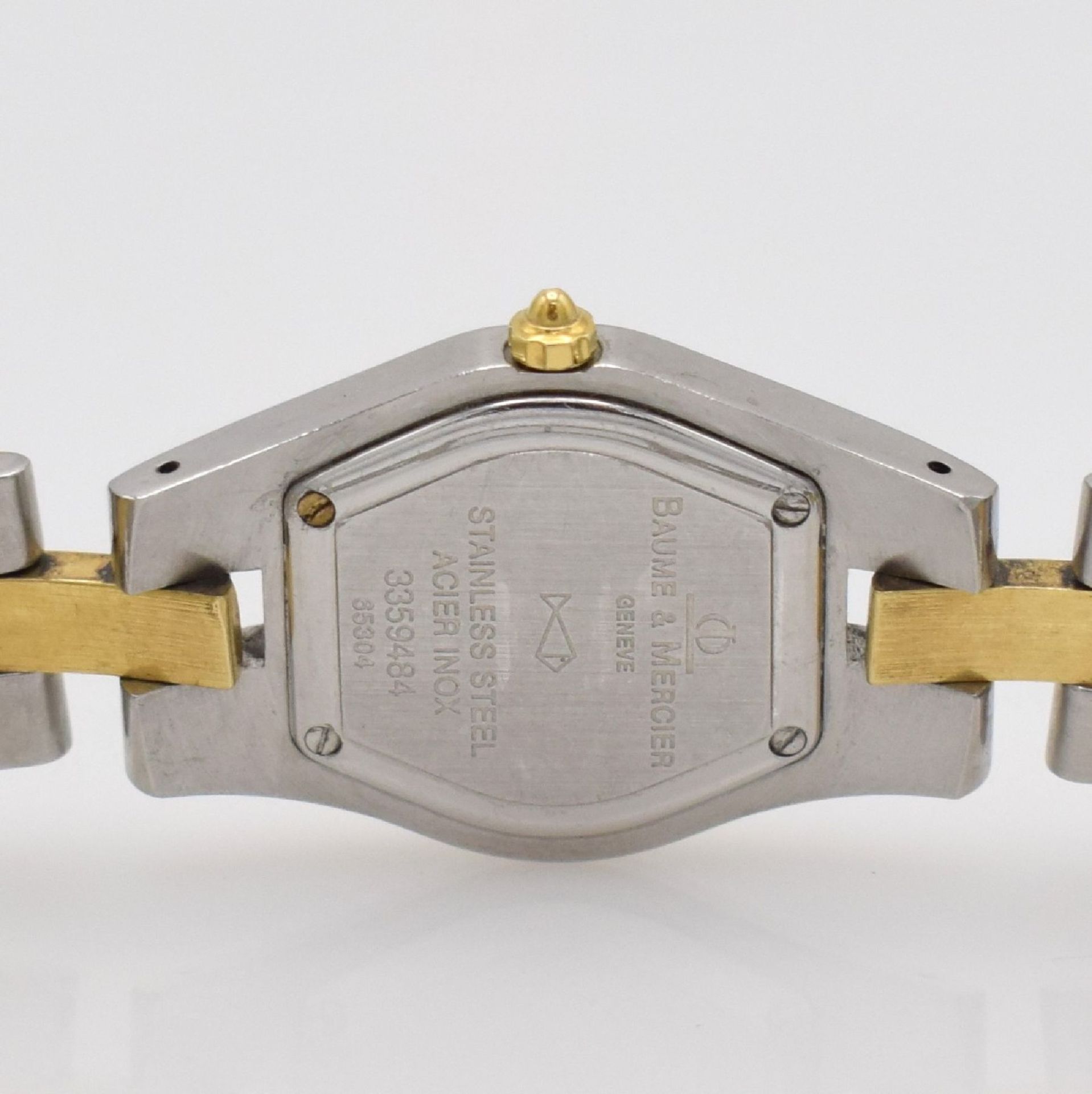 BAUME & MERCIER Linea Damenarmbanduhr, Schweiz um 1995, quarz, Edelstahl/Gold komb., Boden 4-fach - Bild 4 aus 4