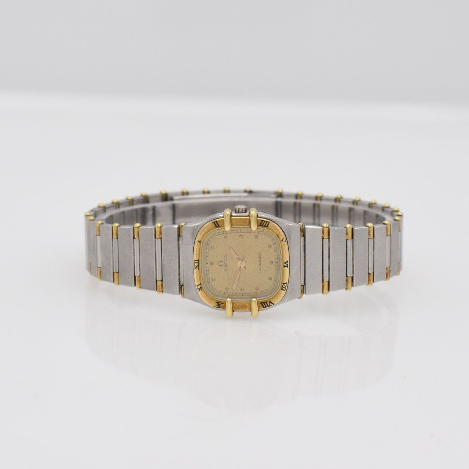 OMEGA Constellation Damenarmbanduhr, Schweiz um 1990, quarz, Edelstahl/Gold komb., Boden 4-fach