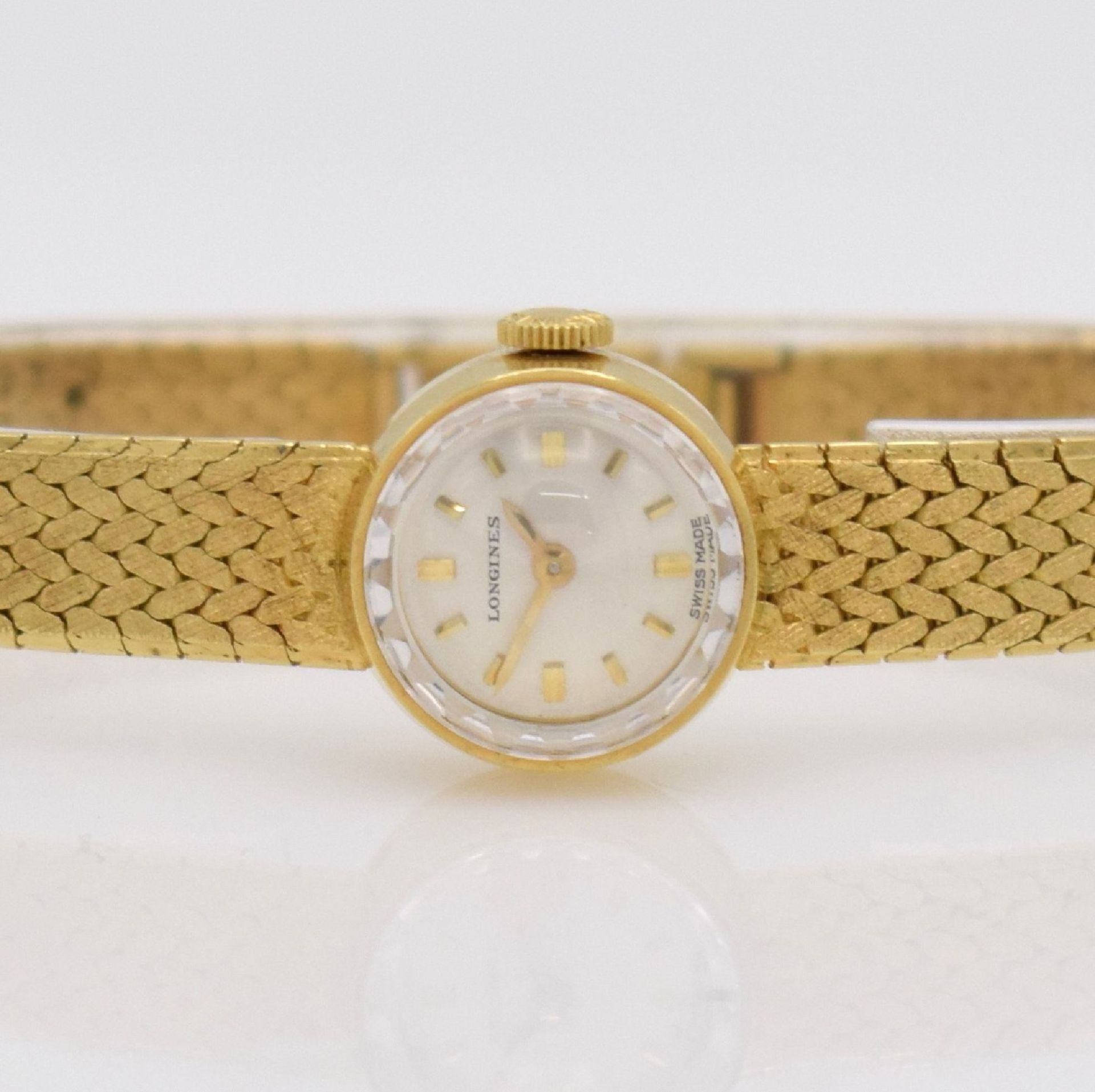 LONGINES Damenarmbanduhr in GG 750/000, Schweiz um 1965, Handaufzug, gedr. Geh., angesetztes unsign. - Bild 2 aus 9