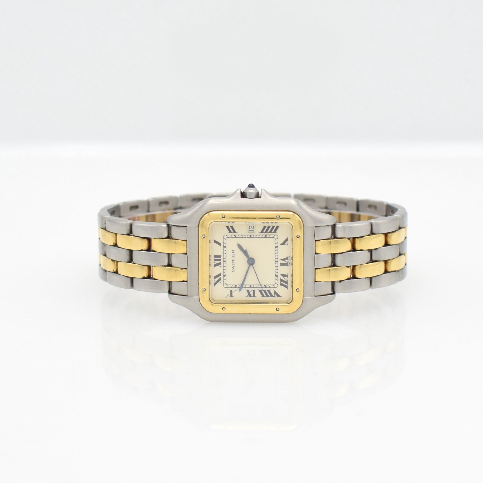 CARTIER Panthere Armbanduhr, Schweiz um 1995, quarz, Edelstahl/Gold komb. inkl. Gliederband m. 2