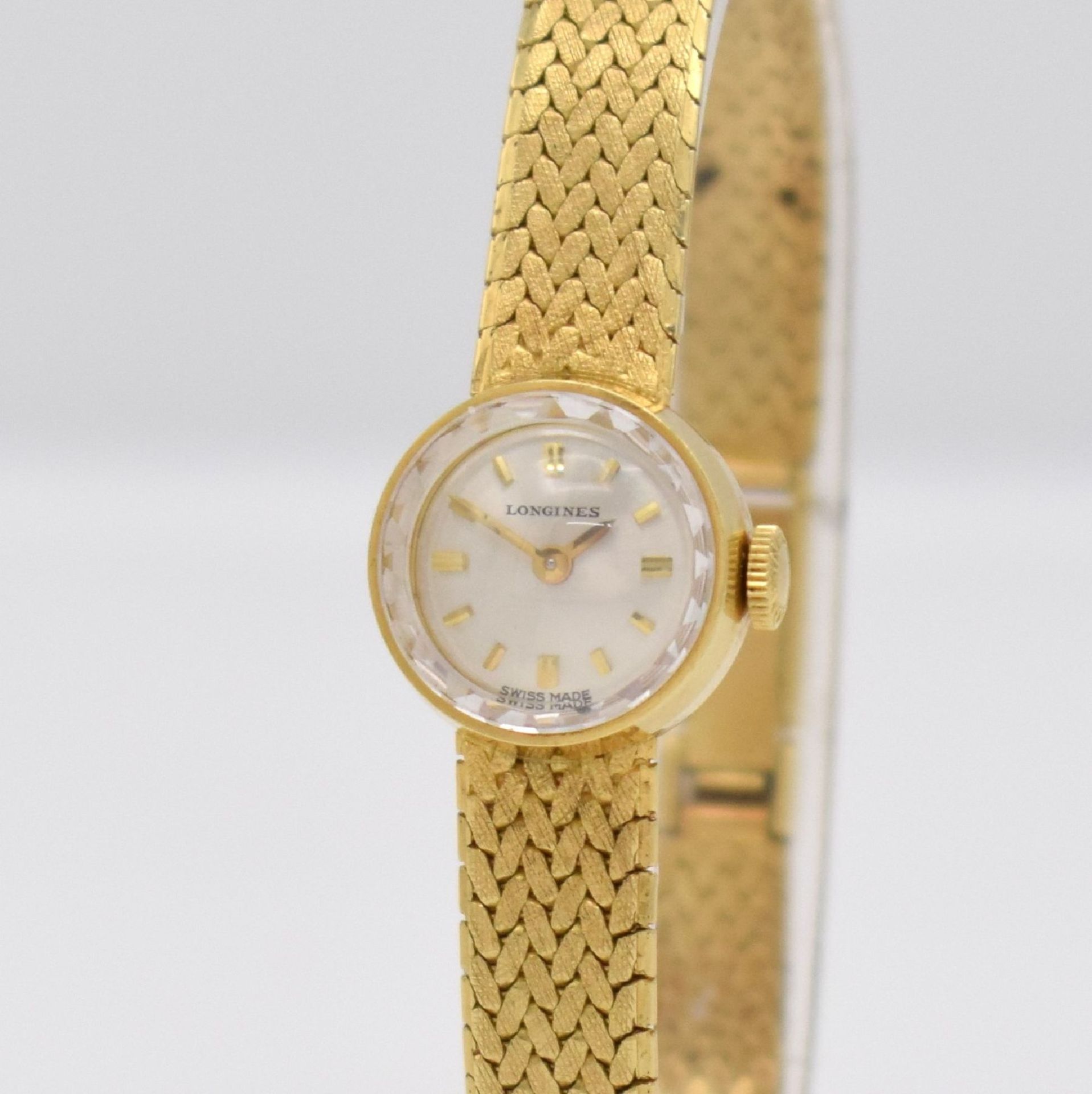 LONGINES Damenarmbanduhr in GG 750/000, Schweiz um 1965, Handaufzug, gedr. Geh., angesetztes unsign. - Bild 4 aus 9