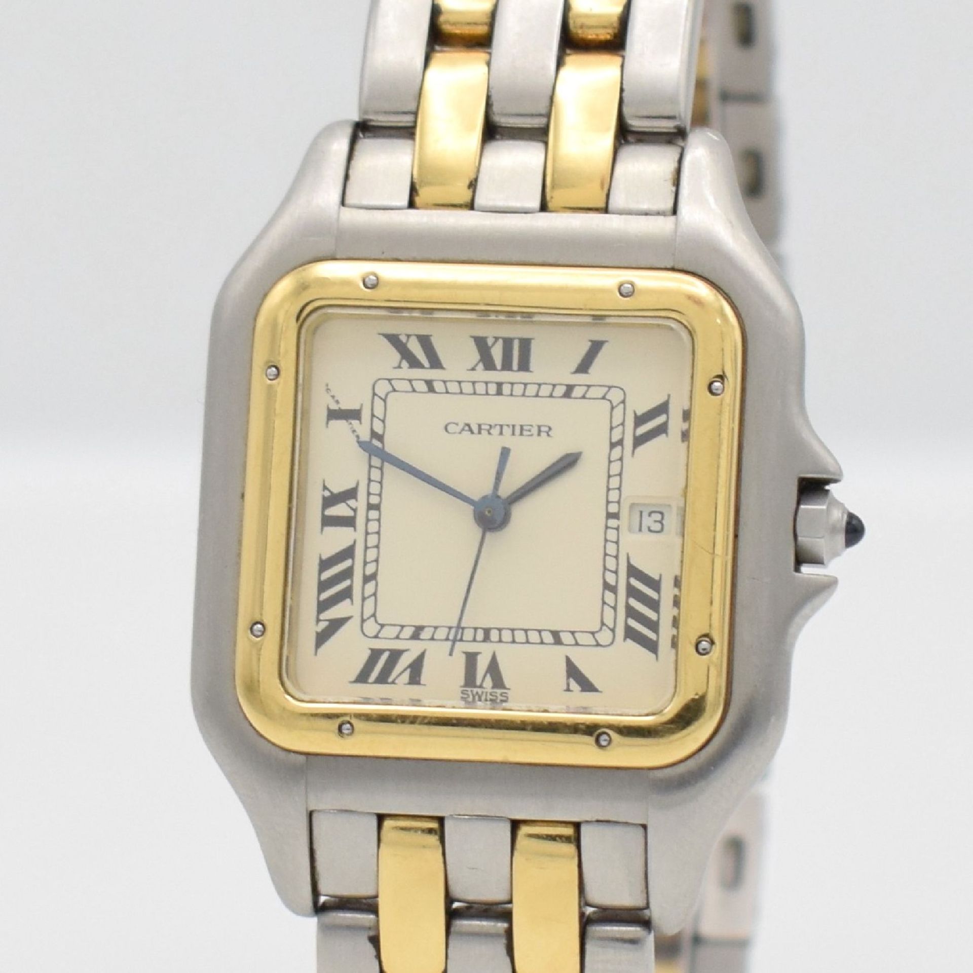 CARTIER Panthere Armbanduhr, Schweiz um 1995, quarz, Edelstahl/Gold komb. inkl. Gliederband m. 2 - Bild 4 aus 6