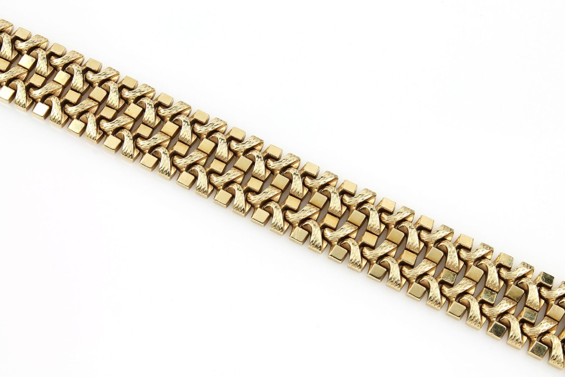 14 kt Gold Armband, ca. 42.3 g, GG 585/000, L. ca. 19 cm, Kastenschloß mit Sicherheitsachten