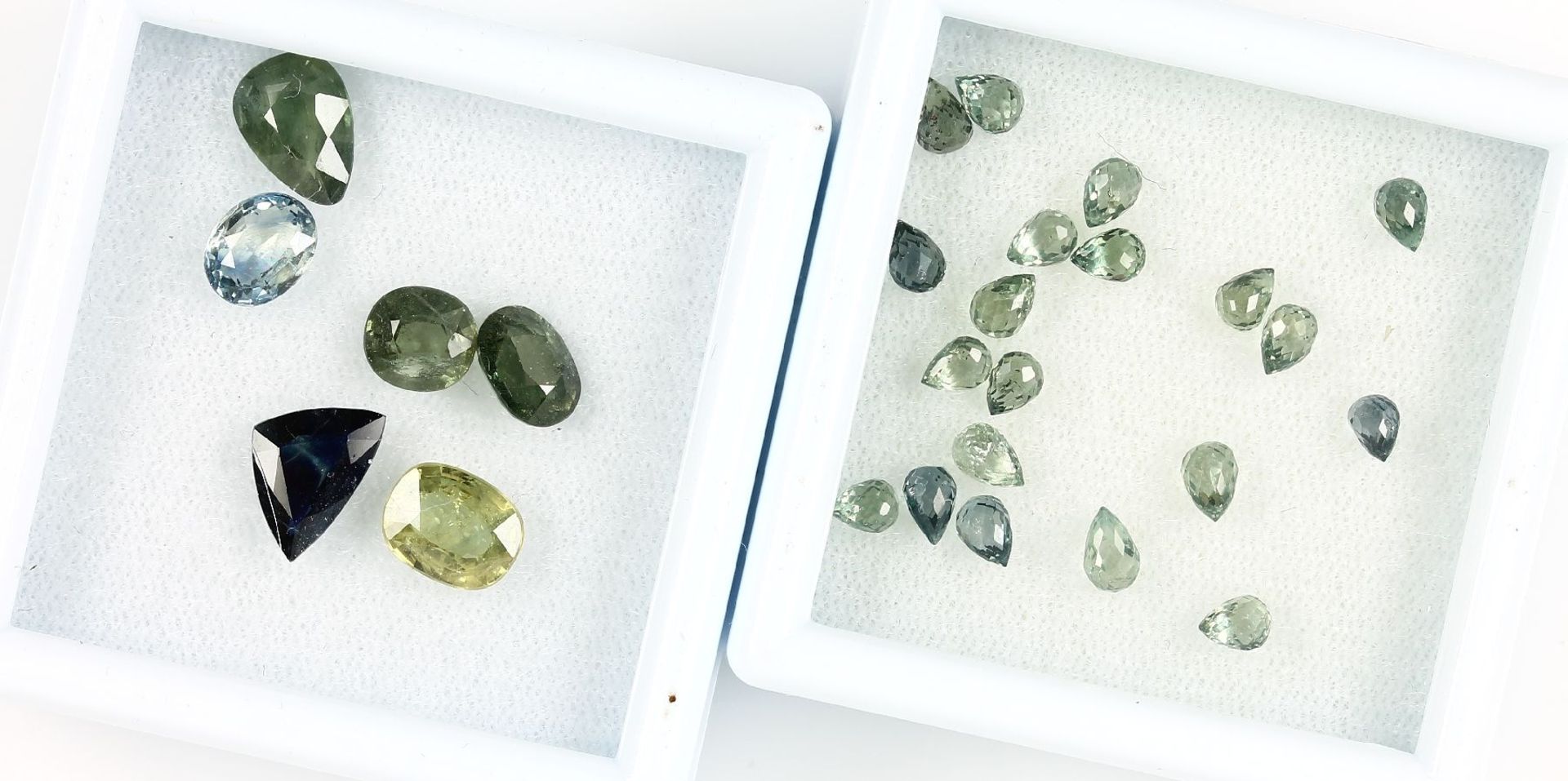 Lot lose facett. grüne Saphire, zus. 13.65 ct , versch. Schliffarten und Farben Schätzpreis: