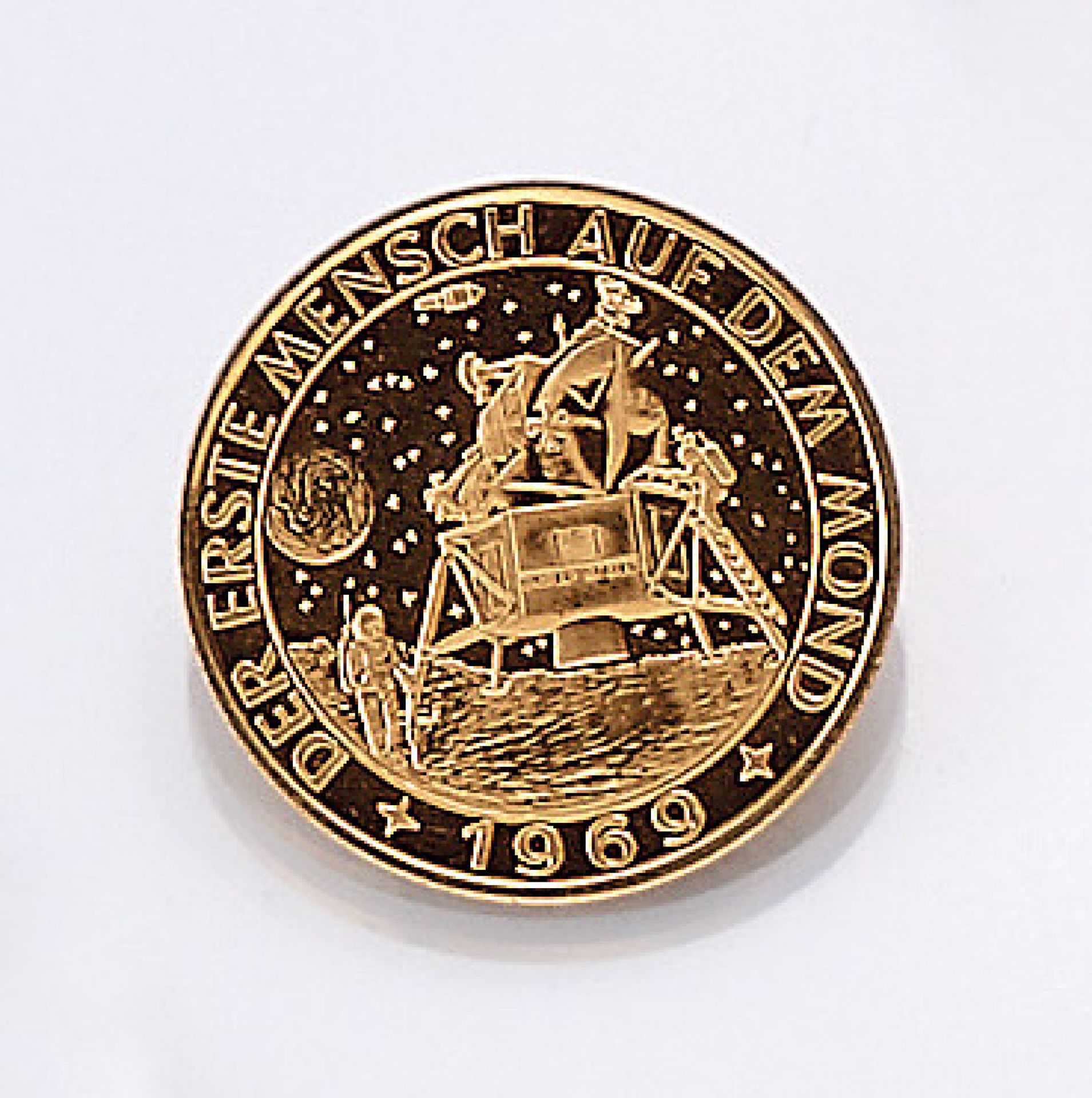 Goldmedaille, Der erste Mensch auf dem Mond, 1969, 900/1000, ca. 3.5 g, D. ca. 19.6 mm