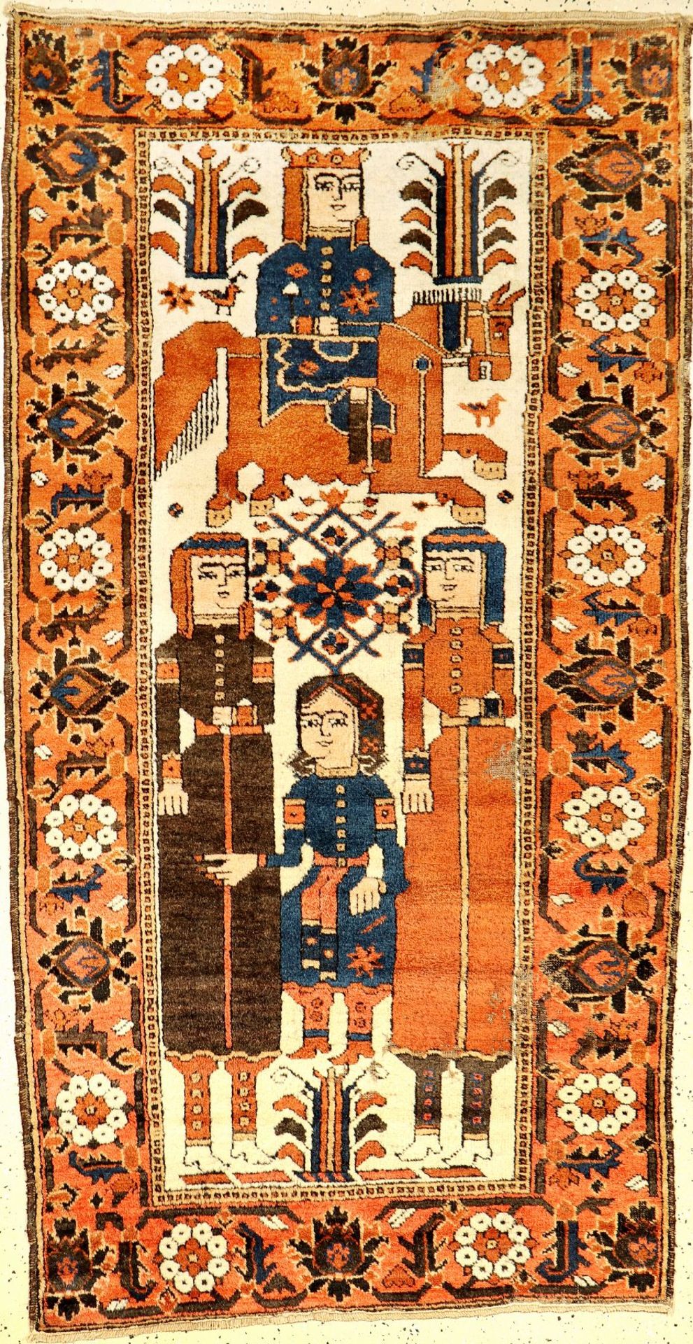 Ferdows Belutsch "Bildteppich" antik (Khosrow & Shirin), Nordostpersien, 19.Jhd., Wolle geknüpft auf