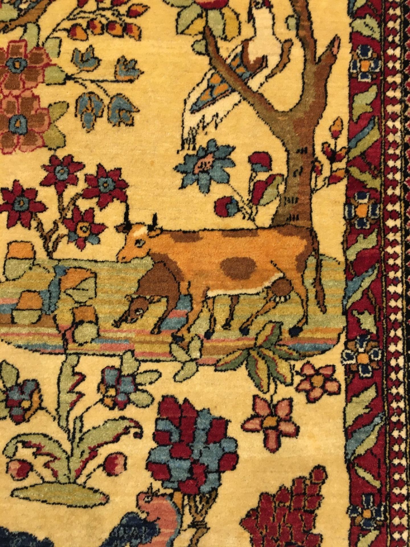 Feiner Esfahan "Ahmad" antik, Zentralpersien, Ende 19.Jhd., Korkwolle geknüpft auf Baumwolle. Feiner - Bild 4 aus 9