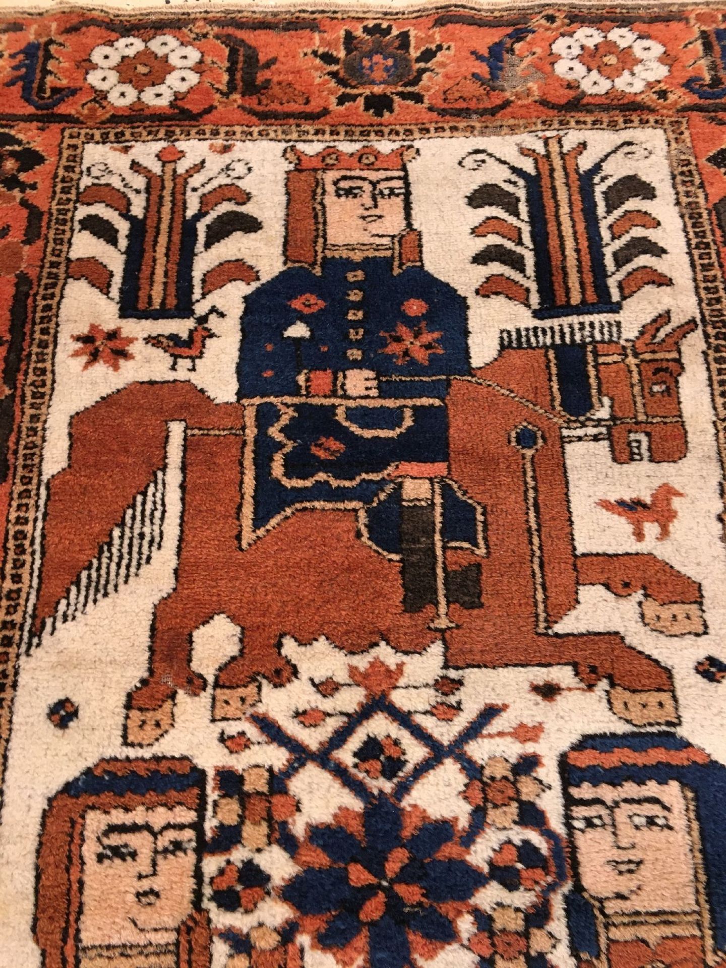 Ferdows Belutsch "Bildteppich" antik (Khosrow & Shirin), Nordostpersien, 19.Jhd., Wolle geknüpft auf - Bild 4 aus 9