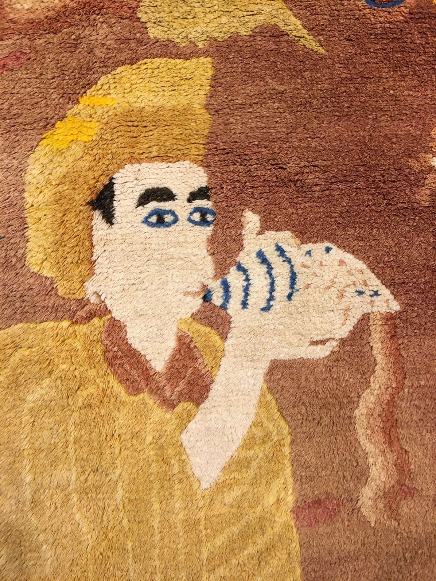 Seltener Ning-Hsia "Tempelteppich" antik (Lama Aufruf zum Gebet), Westchina, 1.Hälfte 19.Jhd., Wolle - Bild 5 aus 9
