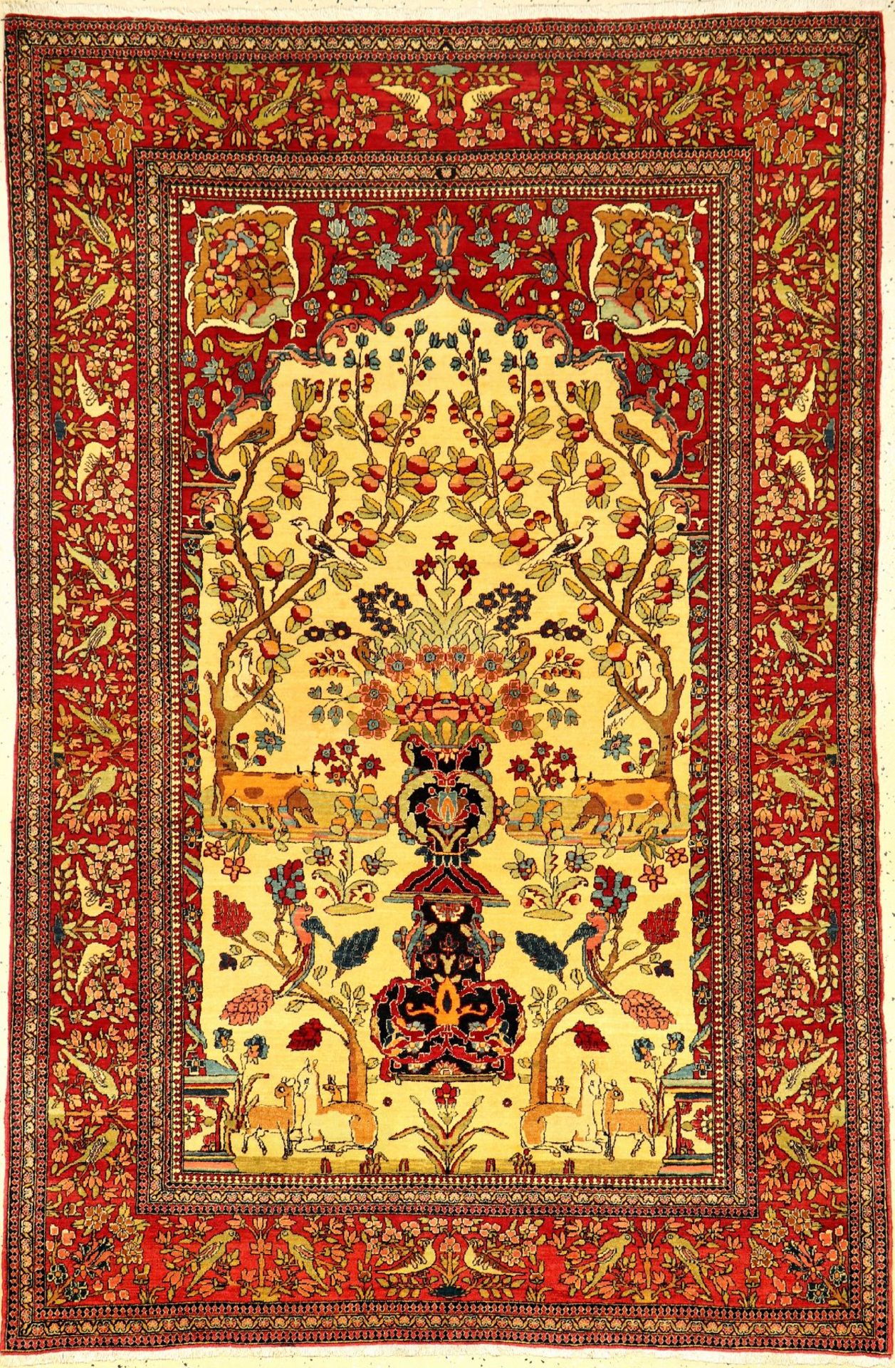 Feiner Esfahan "Ahmad" antik, Zentralpersien, Ende 19.Jhd., Korkwolle geknüpft auf Baumwolle. Feiner