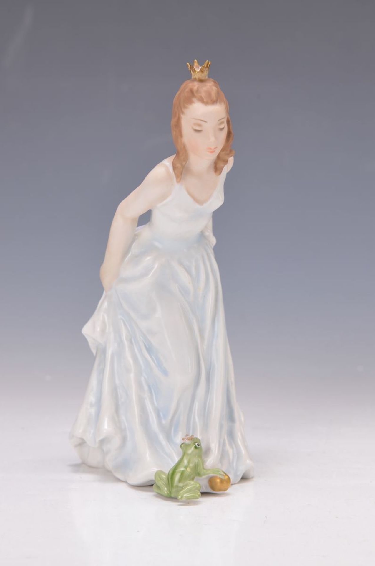 Porzellanfigur, Rosenthal, Froschkönigin, Entw. 1912, Friedrich-Gronau, am Boden sign. und num.