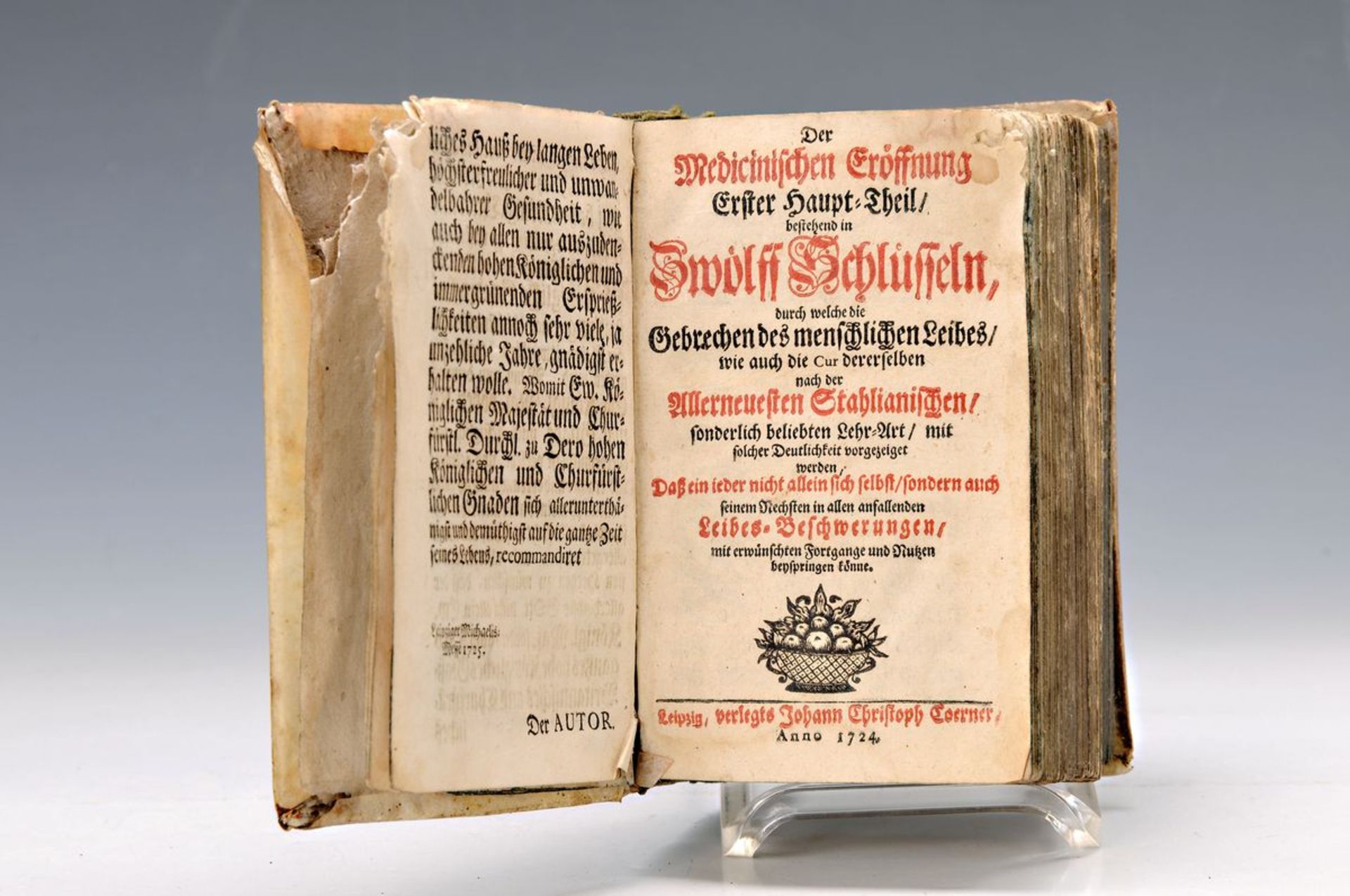 D. Stahl, königlicher preußischer Hofrat und Mediziener, 1722-1724, umfassend 12 Bücher (Schlüssel),