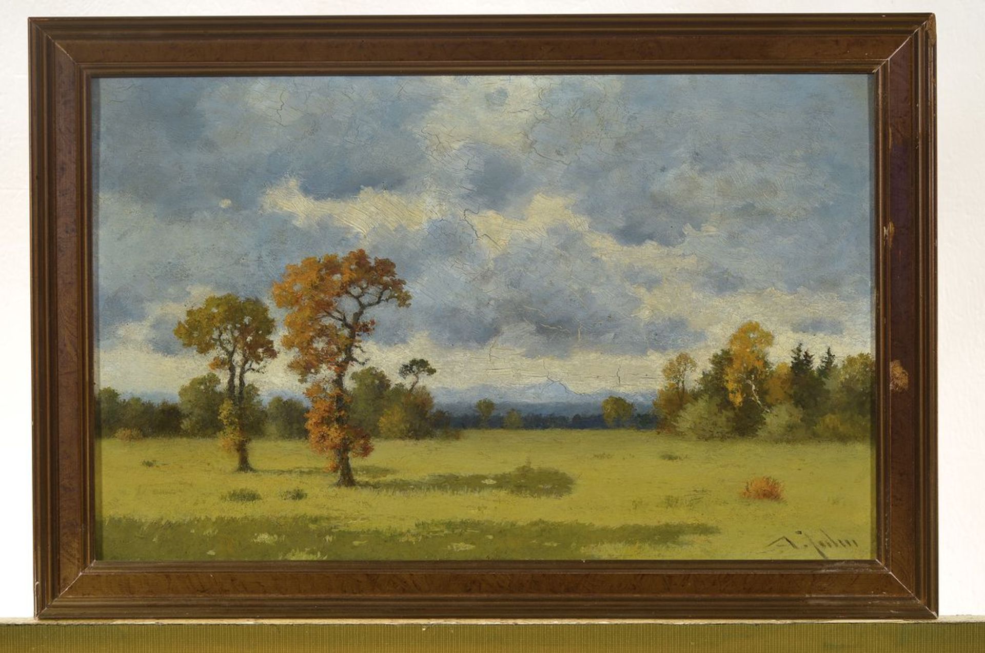 Anton Jahn, geb. 1869, Voralpenlandschaft, Öl/Karton, re. unten signiert, ca. 23 x 36 cm, - Bild 3 aus 3