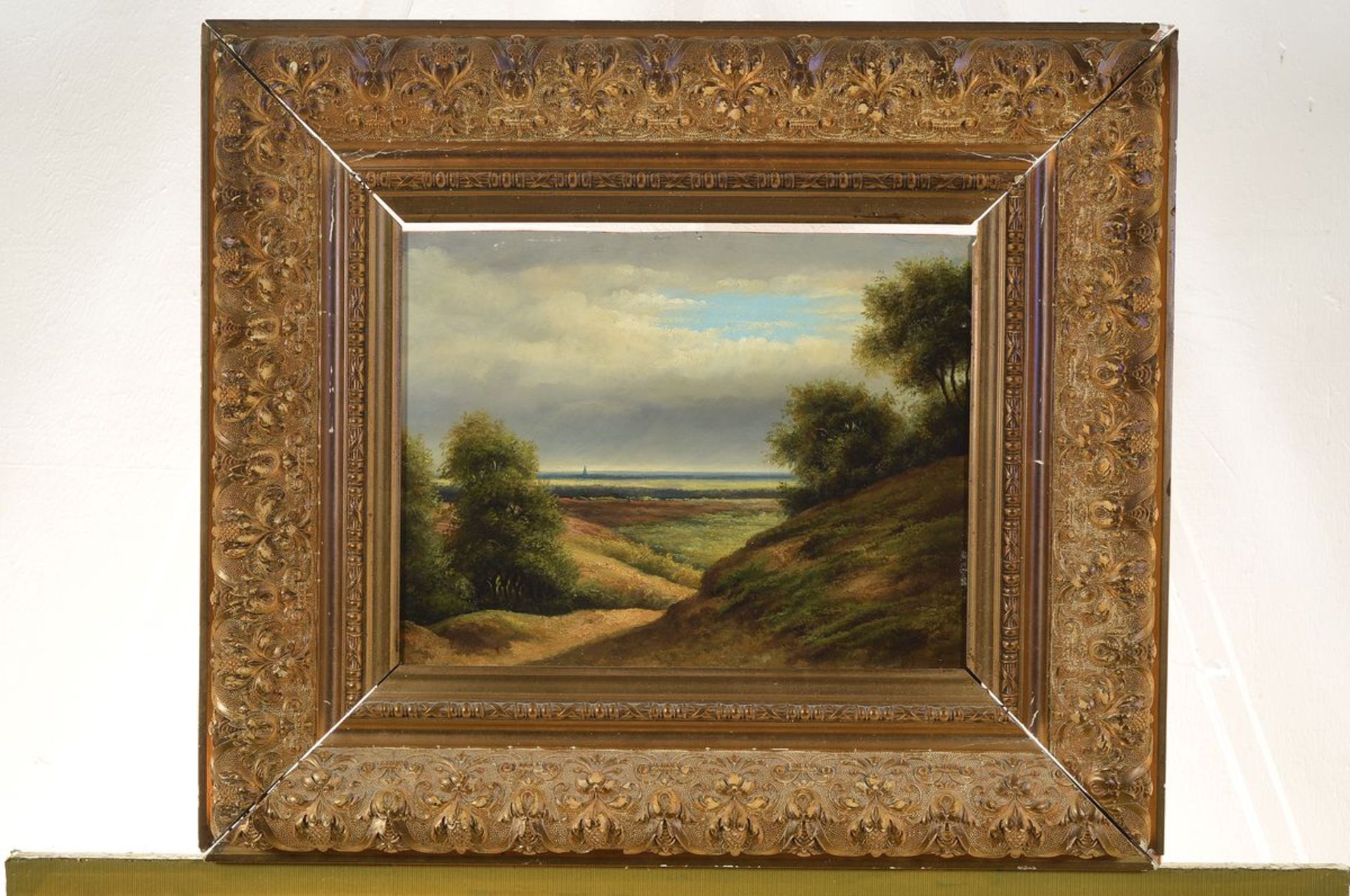 Heinrich Ludwig Frische, 1831 Altenbruch - 1901 Düsseldorf, weite Hügellandschaft, Öl/Holz, gute - Image 2 of 2
