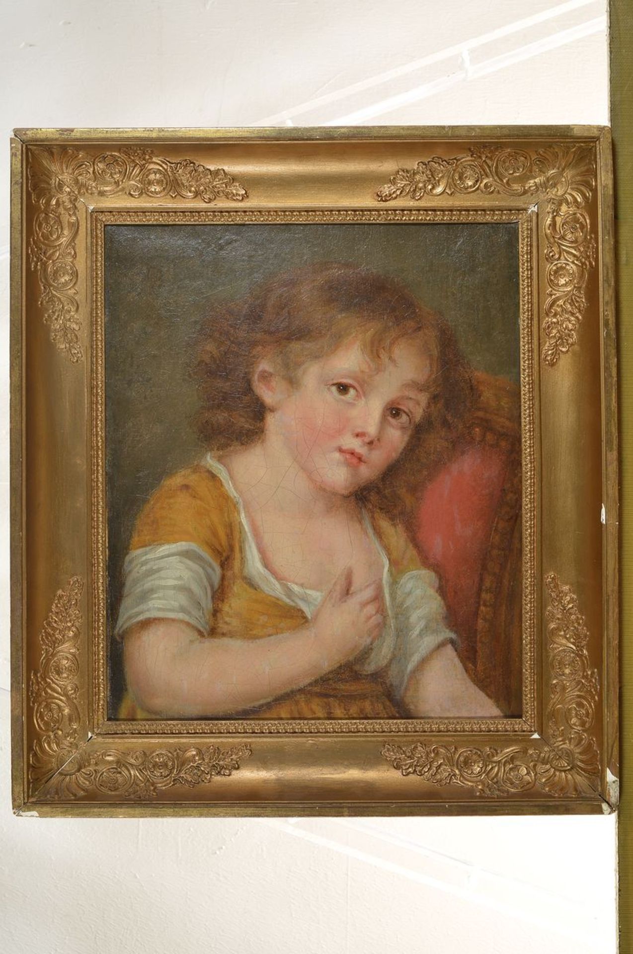 Unbekannter Künstler des 19. Jh., Porträt eines Kindes in der Art nach Jean Baptiste Greuze, Öl/Lwd, - Image 2 of 2