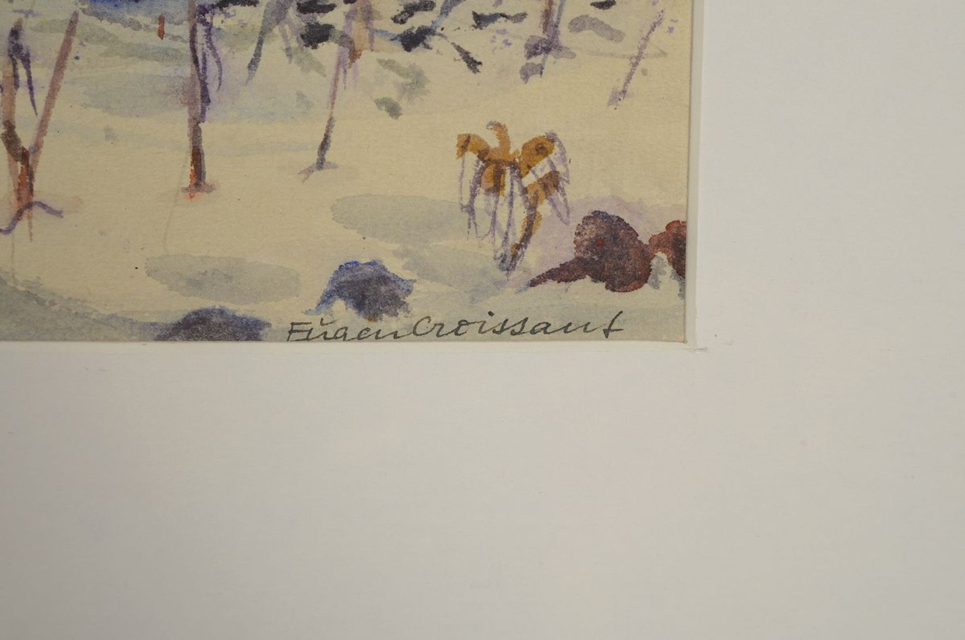 Eugen Croissant, 1898 Landau-1976 Breitbrunn, Winterlandschaft am See, Aquarell auf Papier, - Bild 2 aus 3