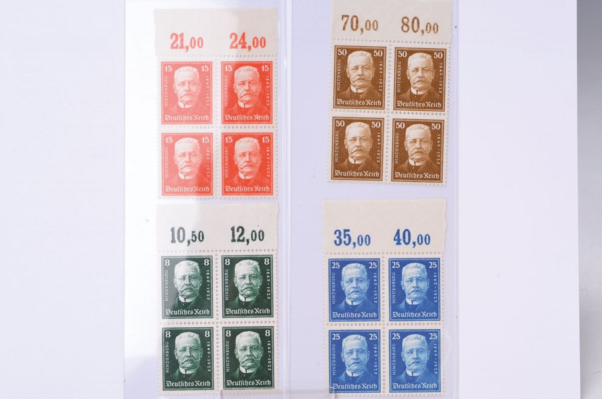 Weimarer Republik, 4er Block, 1927, Luxus- Oberrand, Serie Deutsche Nothilfe, Ränder postfrisch,