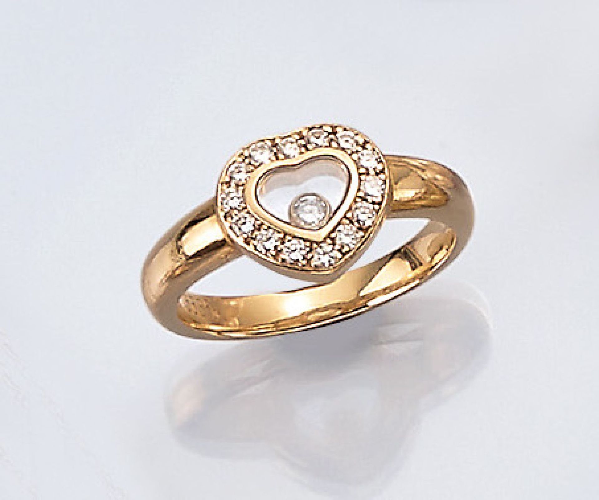 18 kt Gold CHOPARD Ring mit Brillanten, GG 750/000, aus der Serie "Happy Diamonds", bes. mit