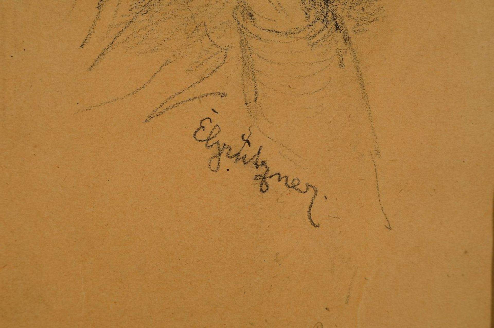 Eduard von Grützner, 1846 Großkarlowitz b. Neisse - 1925 München, Bleistiftskizze, nachdenklicher - Image 2 of 3