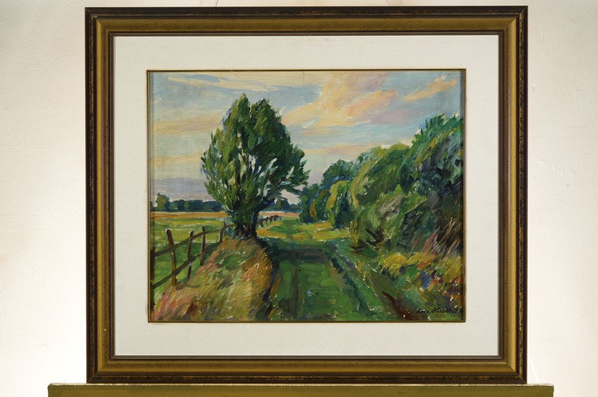 Arnold Hartleff, 1888-1978, norddeutsche Landschaft, Öl/Karton, rechts unten signiert, ca. - Bild 3 aus 3