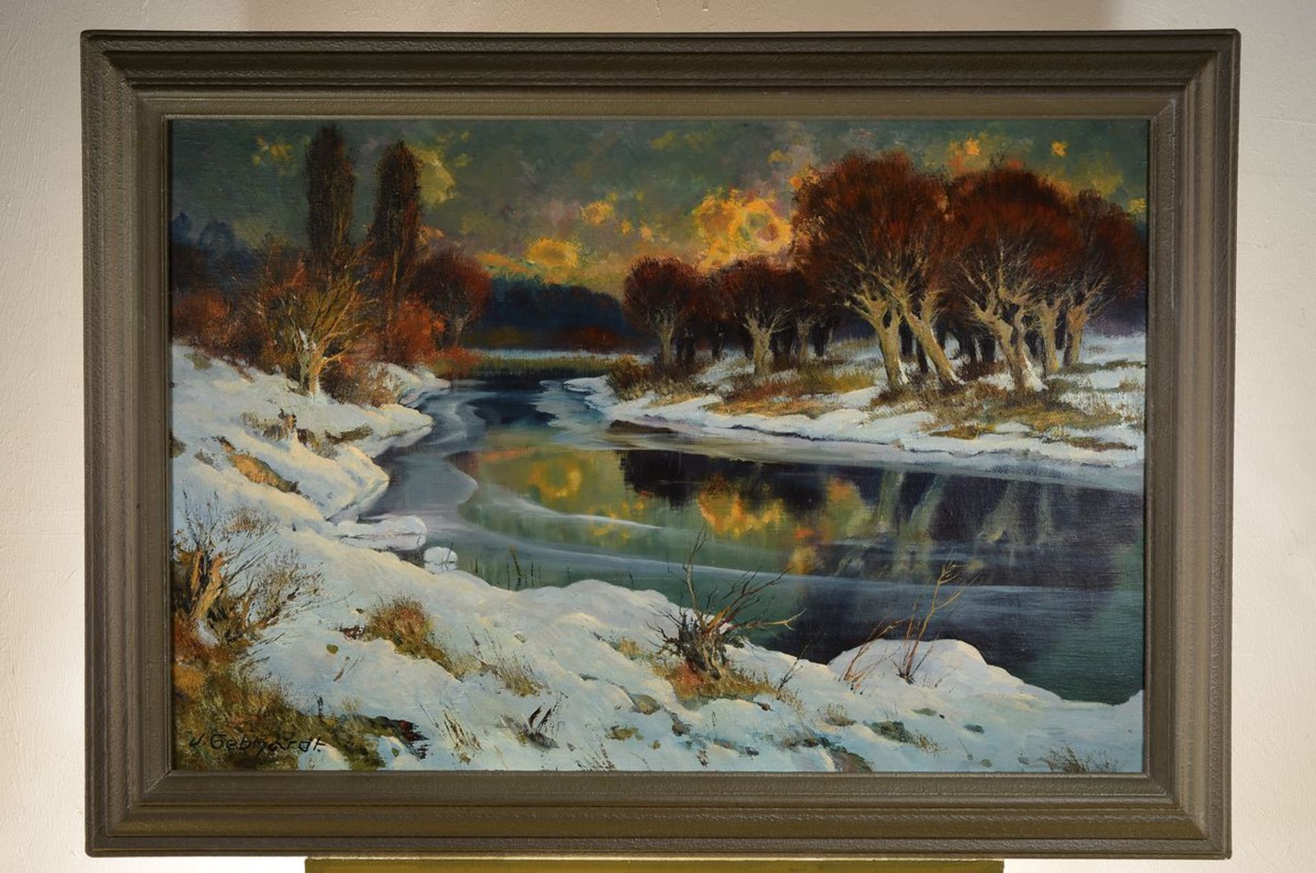 Johannes Gebhardt, 1898 - 1970 Lampertheim, Winterlandschaft bei Lampertheim, Altrhein bei - Bild 3 aus 3