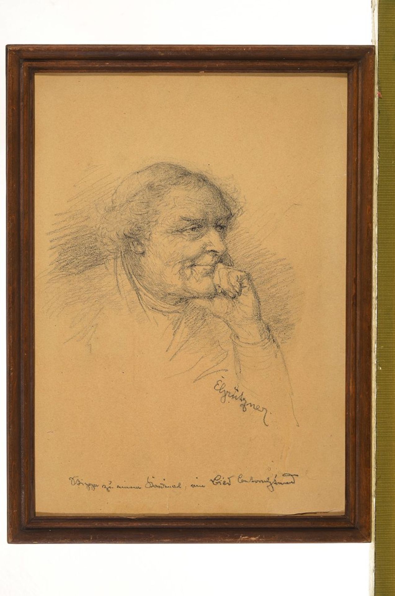 Eduard von Grützner, 1846 Großkarlowitz b. Neisse - 1925 München, Bleistiftskizze, nachdenklicher - Image 3 of 3