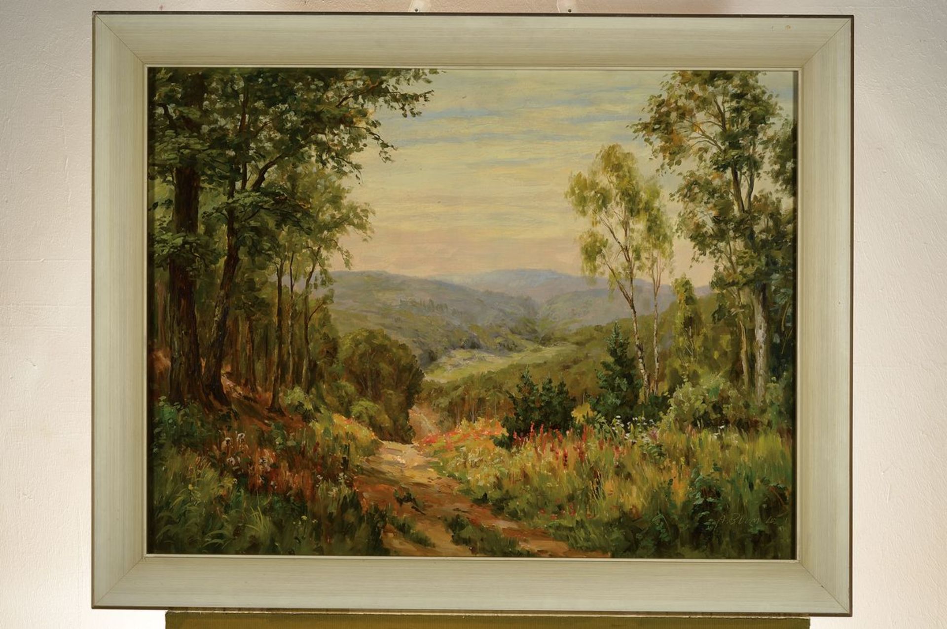 Adolf Blum, geb. 1906 Bergen-Enkheim, hessische Landschaft im Taunus, so rückseitig bezeichnet, Öl/ - Bild 3 aus 3