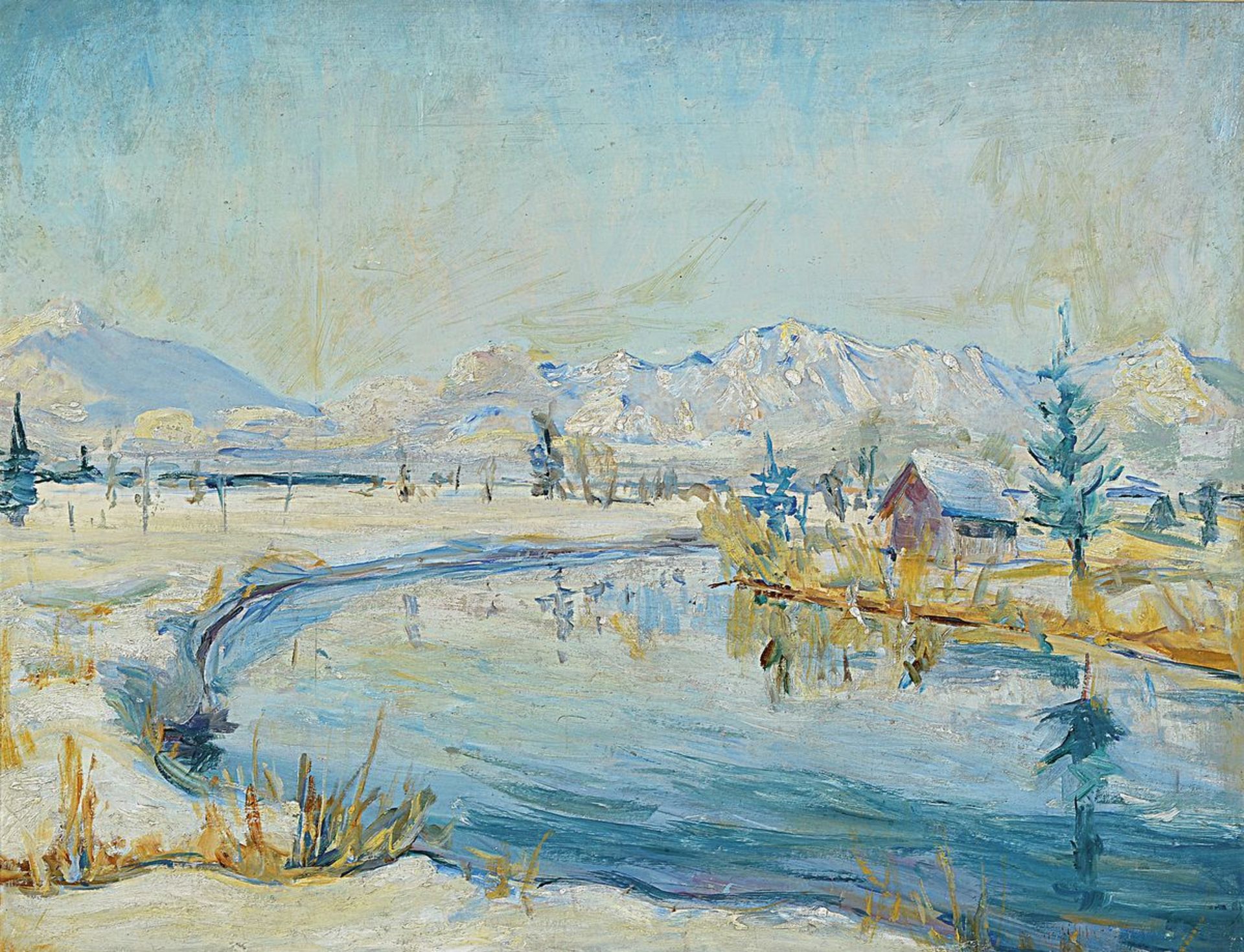 Otto Ditscher, 1903 Neuhofen - 1987, Winterlandschaft, Öl/Malkarton, re. unten signiert, ca. 50 x 70