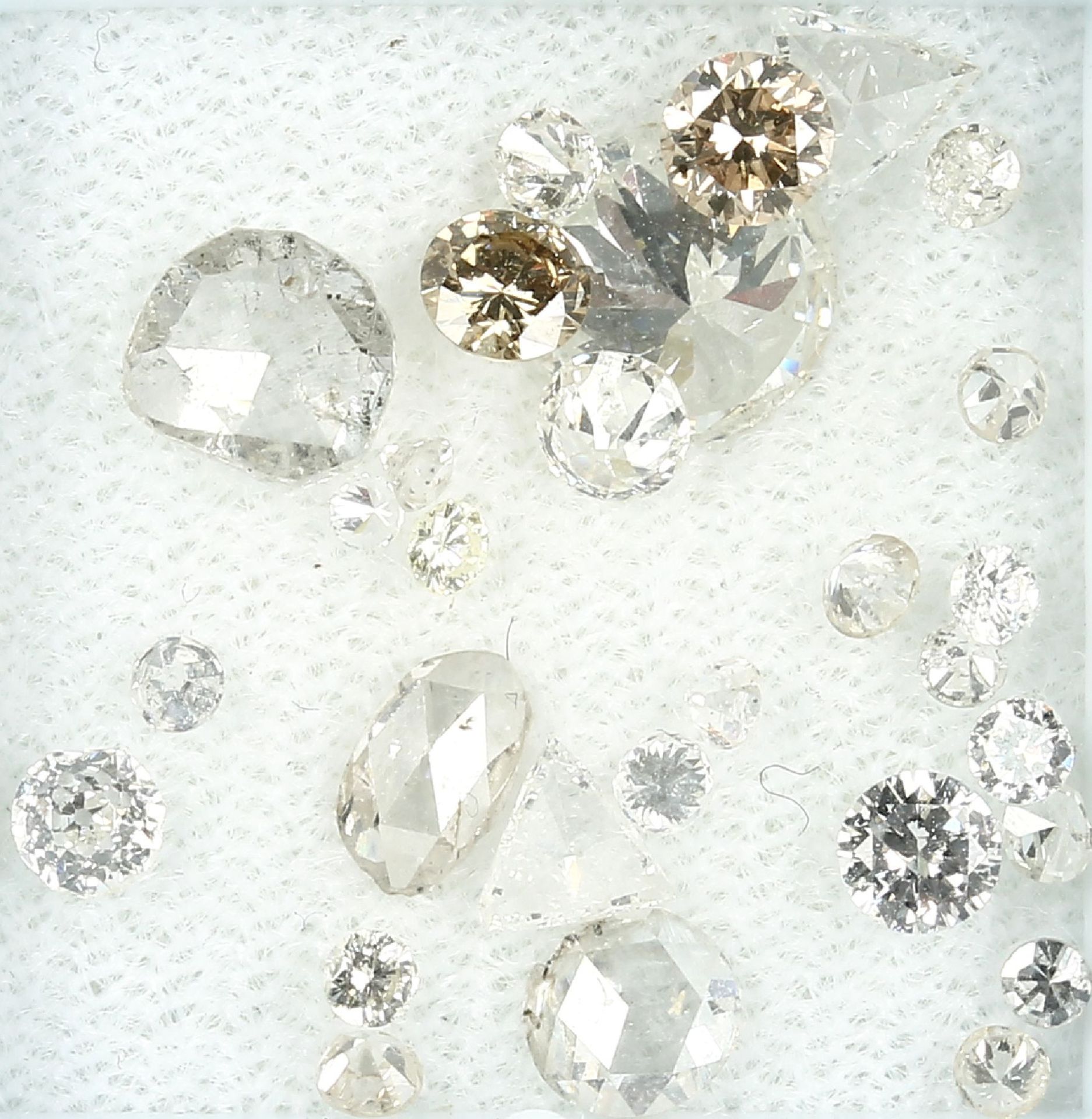 Lot lose Diamanten, zus. ca. 3.45 ct Weiß-l.get.Weiß-get.Weiß-Braun/si-p, versch. Größen und Formen,