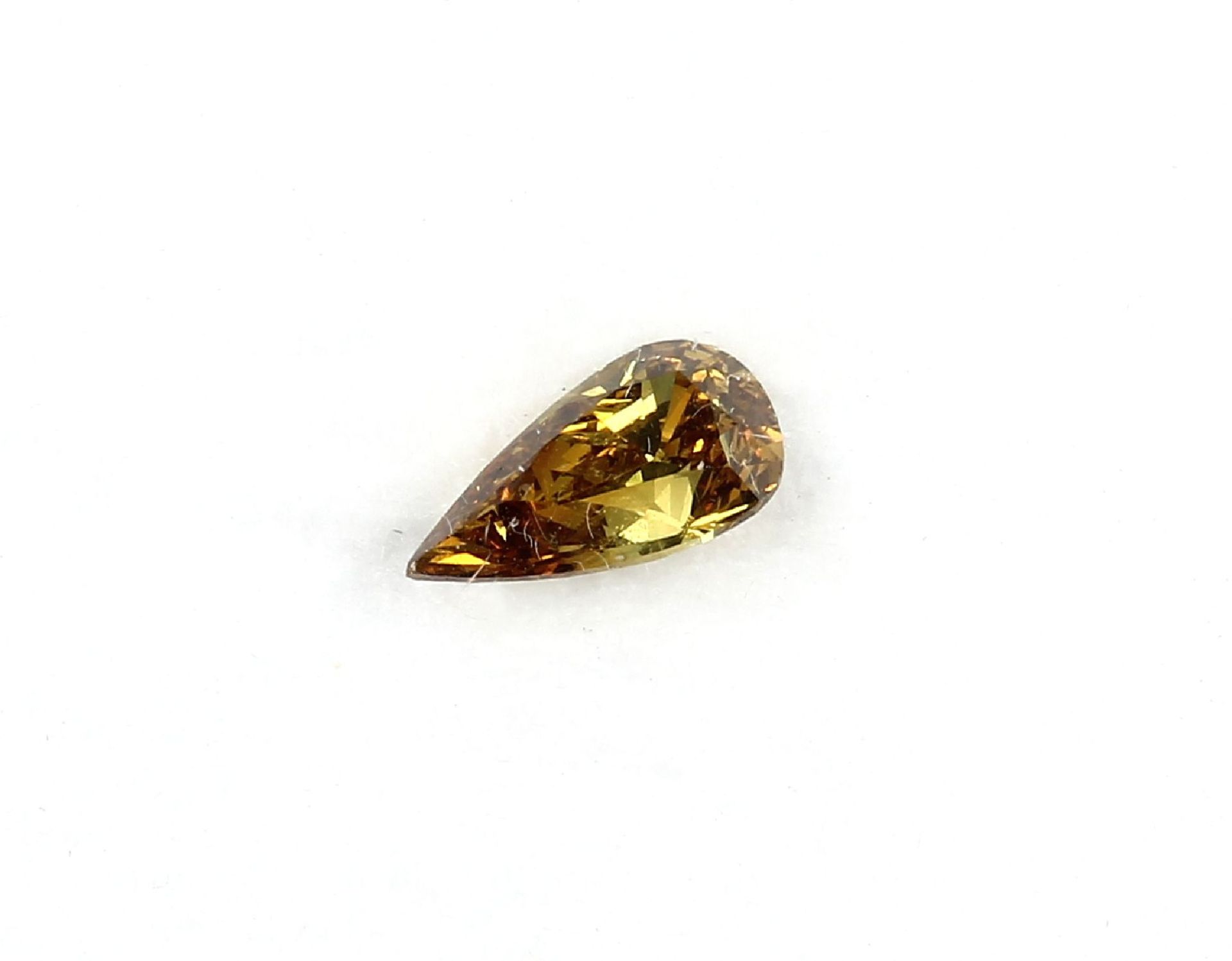 Loser Diamanttropfen, 0.52 ct, 7.74 x 4.00 x 2.81 mm, natural fancy deep brownish orangy yellow/si2,