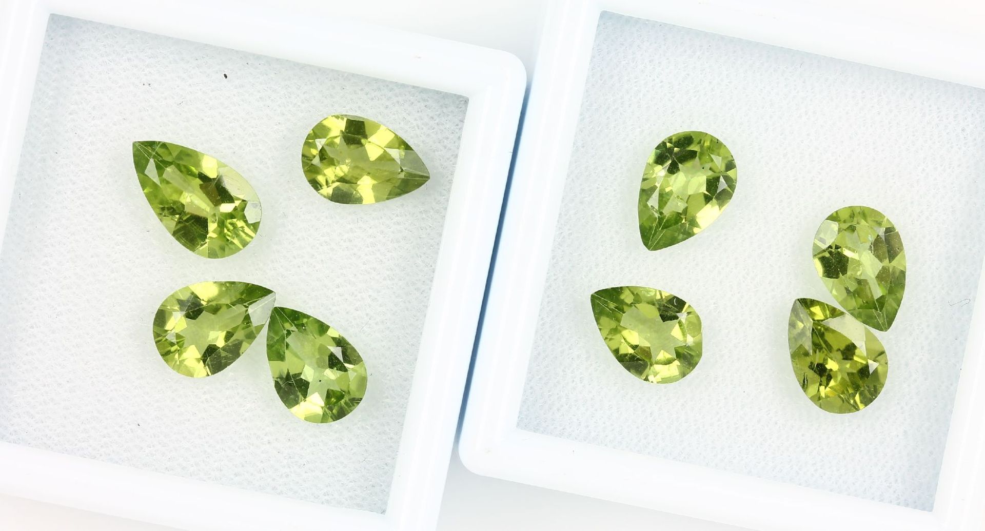 Lot 8 lose facett. Peridots, zus. 15.29 ct,Tropfenform Schätzpreis: 1300, - EUR