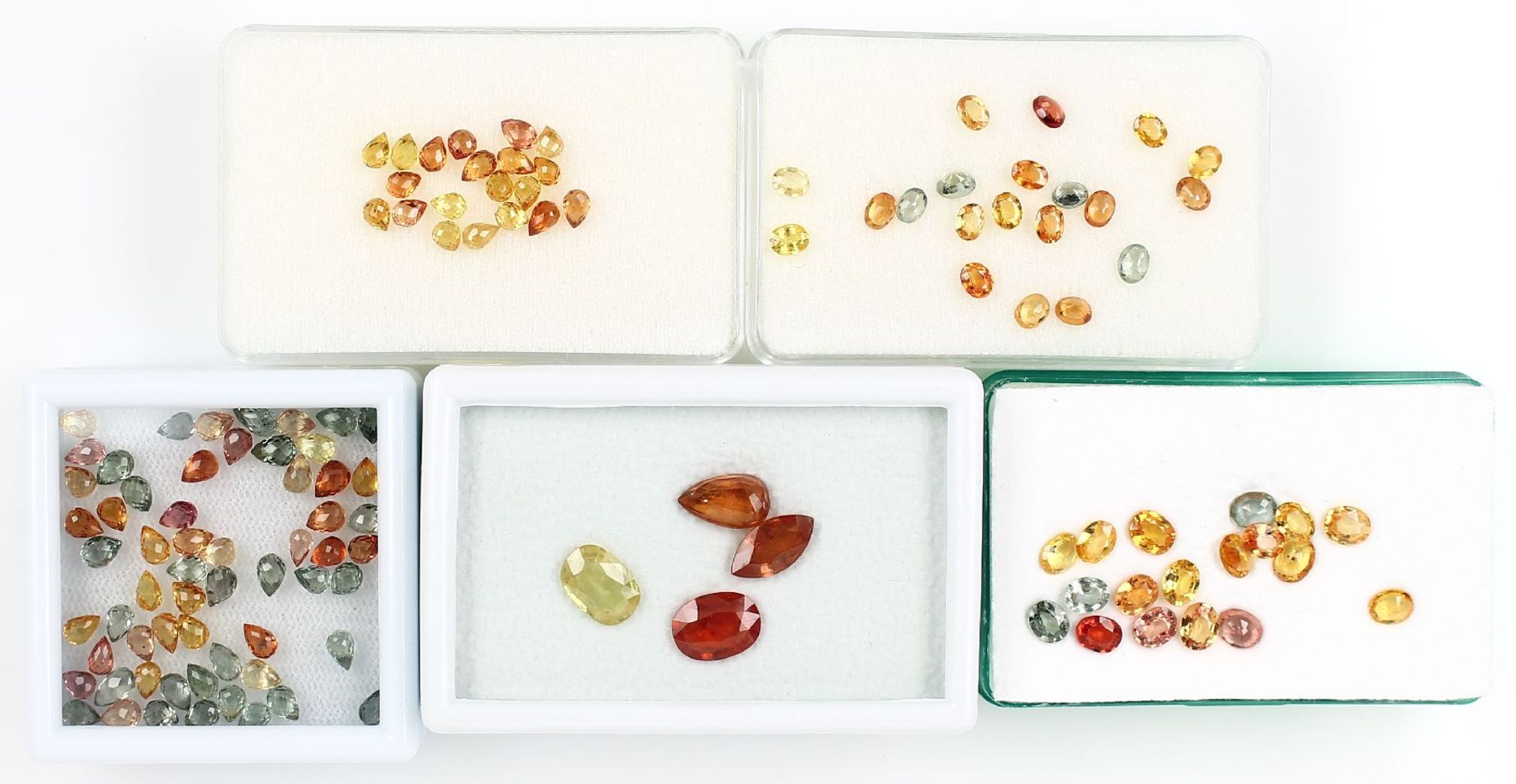 Lot lose facett. Fancy Saphire, zus. 41.00 ct, Gelb und Orange und Grünblau, versch. Schliffformen