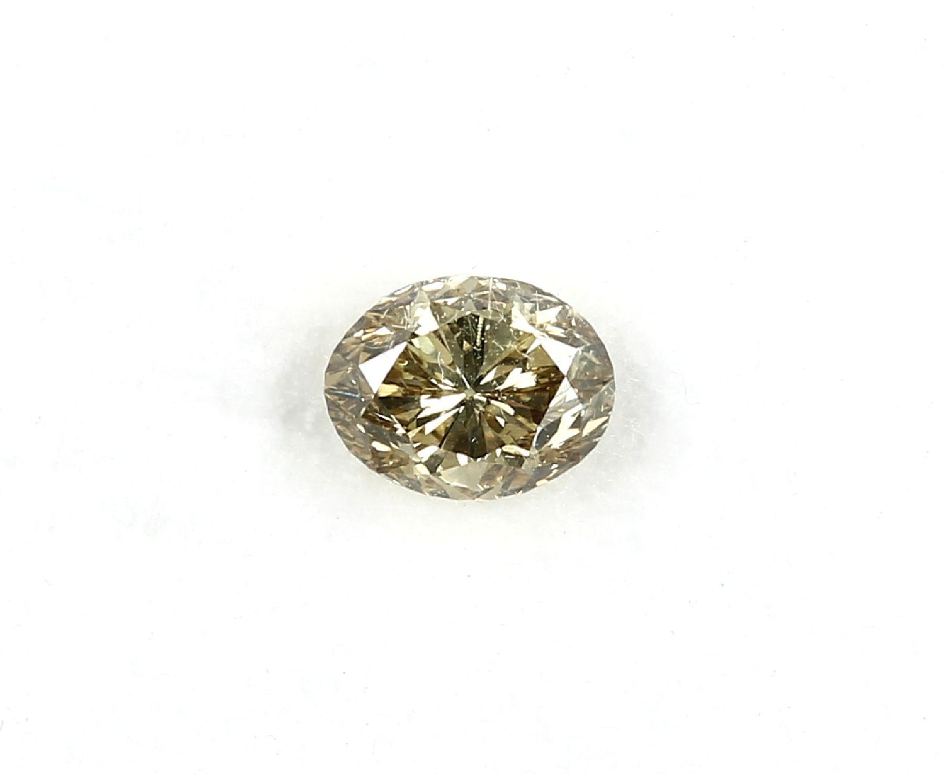 Loser Diamant, oval, 0.91 ct, fancy intense brownish yellow natural color/si1, mit HRD Expertise