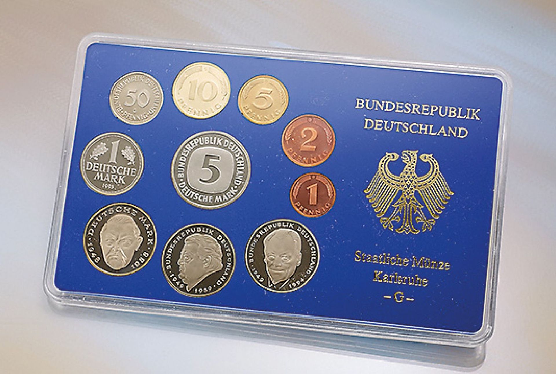 Kursmünzensatz, Deutschland, 1995, Hamburgische Münze J, Staatliche Münze Karlsruhe G, Staatliche
