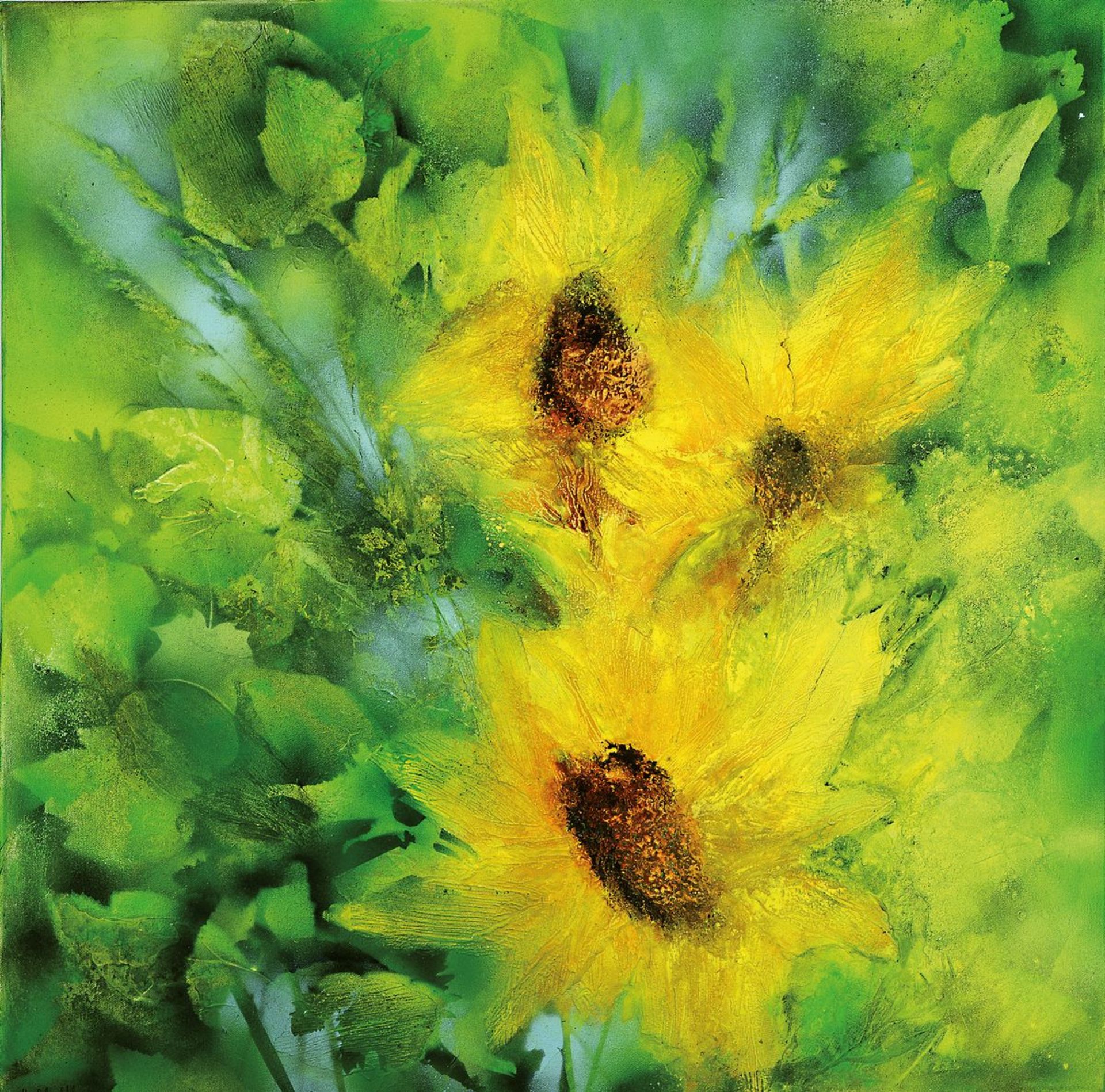 Marion Schmidt, geb. 1963 Eschwege, Sunflower, Acryl/Lwd, links unten signiert, ca. 70x70cm