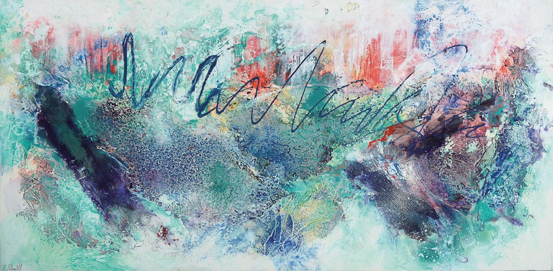 Marion Schmidt, geb. 1963 Eschwege, Ohne Titel, Acryl/Lwd, links unten signiert, ca. 50x100cm