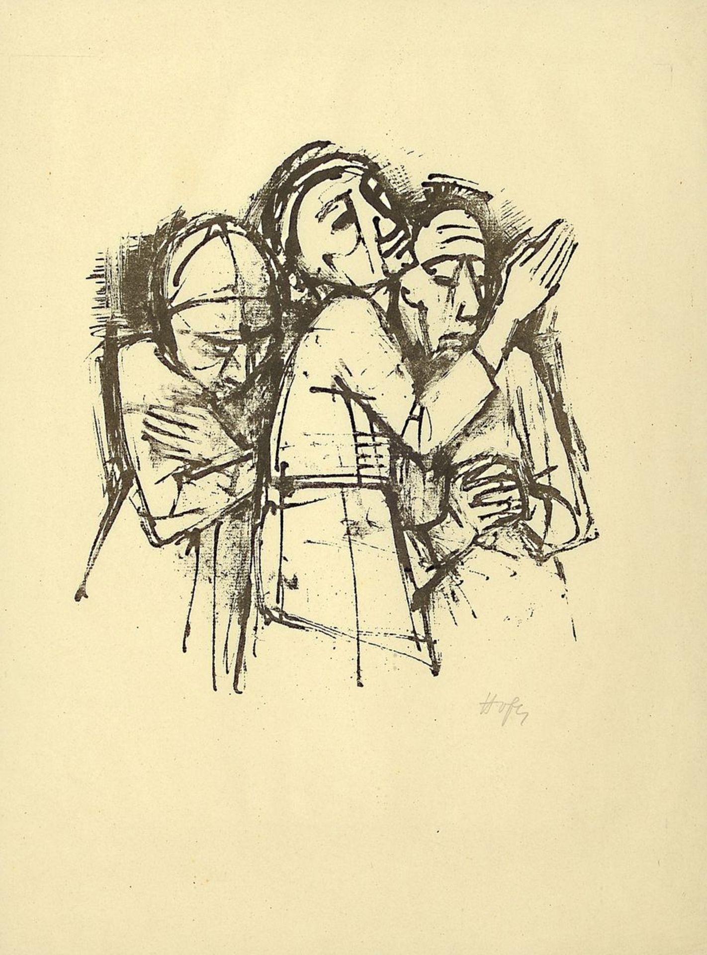 Carl Hofer, 1878 Karlsruhe-1955 Berlin, Lithografie, sign., unter Glas gerahmt, gesamt ca. 60x48