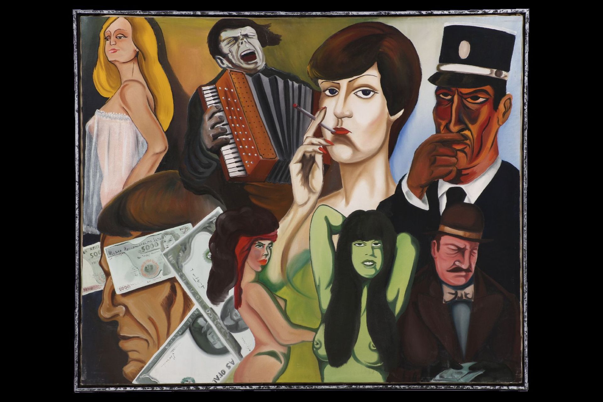 Peter Robert Keil, 1985, Rückseite mit Titel: "Nacht in der Paris-Bar", ca. 104x123 cm, signiert