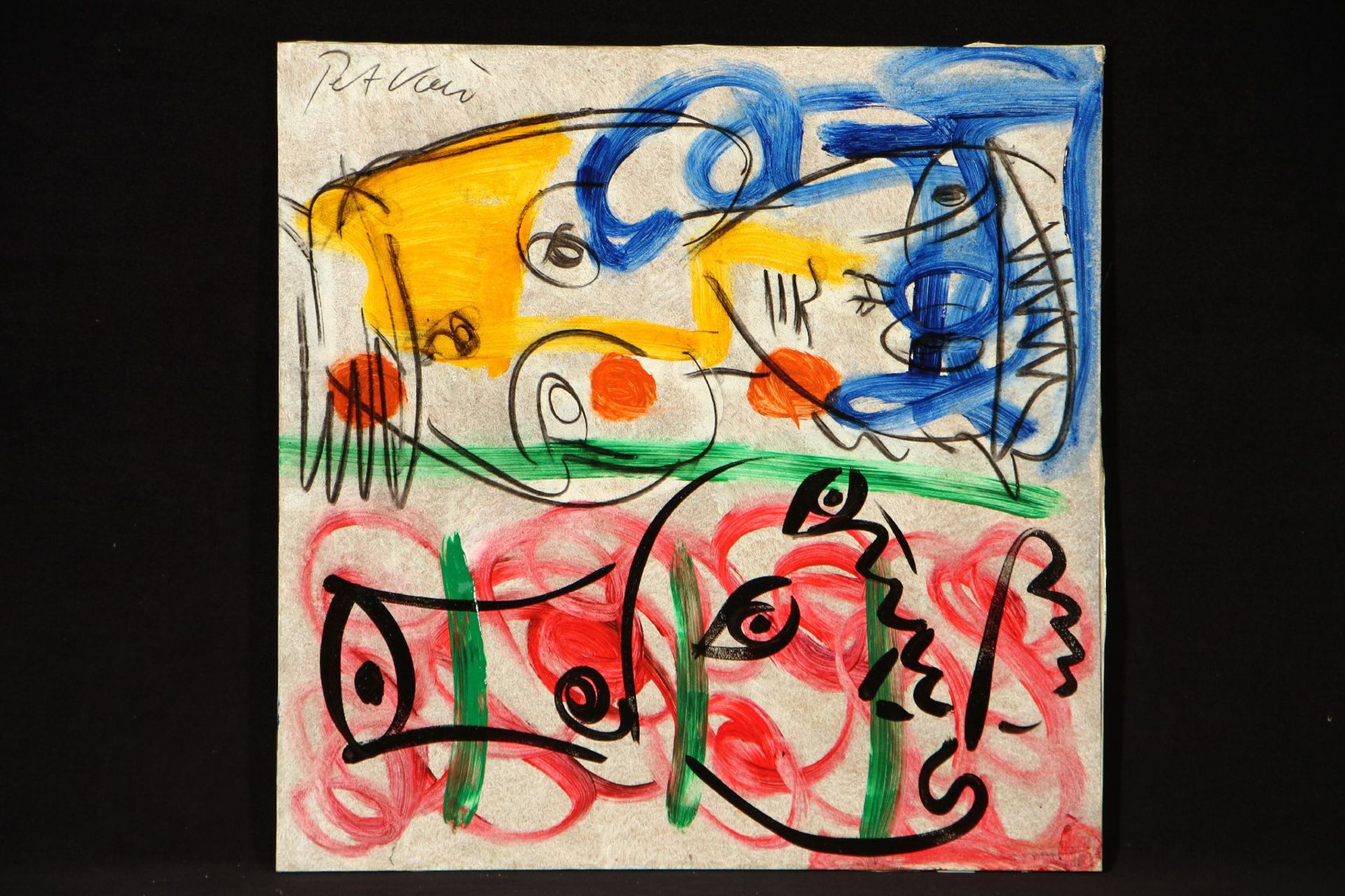 Peter Robert Keil, ohne Titel, ca. 100x100 cm, signiert, Öl/Acryl Mischtechnik auf Holzplatte,