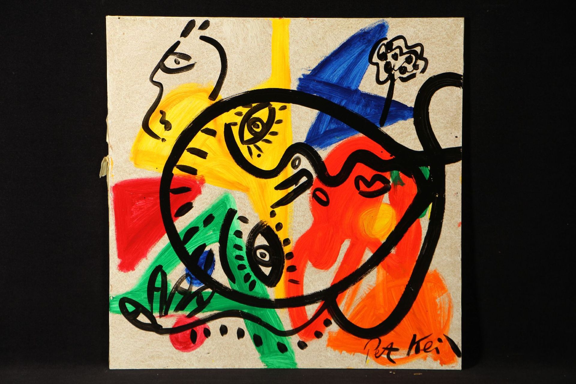 Peter Robert Keil, ohne Titel, ca. 100x100 cm, signiert, Öl/Acryl Mischtechnik auf Holzplatte,