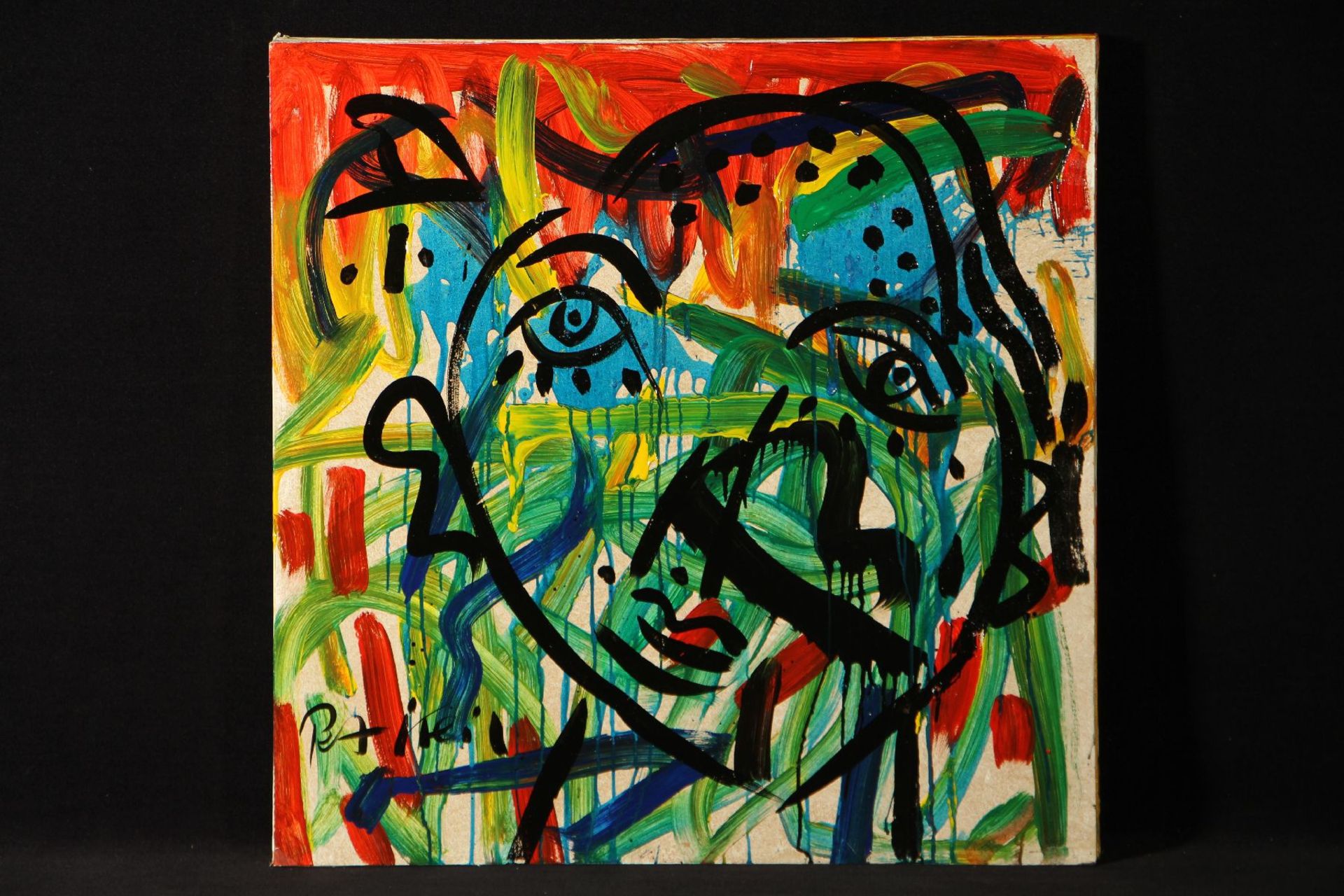 Peter Robert Keil, ohne Titel, ca. 100x100 cm, signiert, Öl/Acryl Mischtechnik auf Holzplatte,